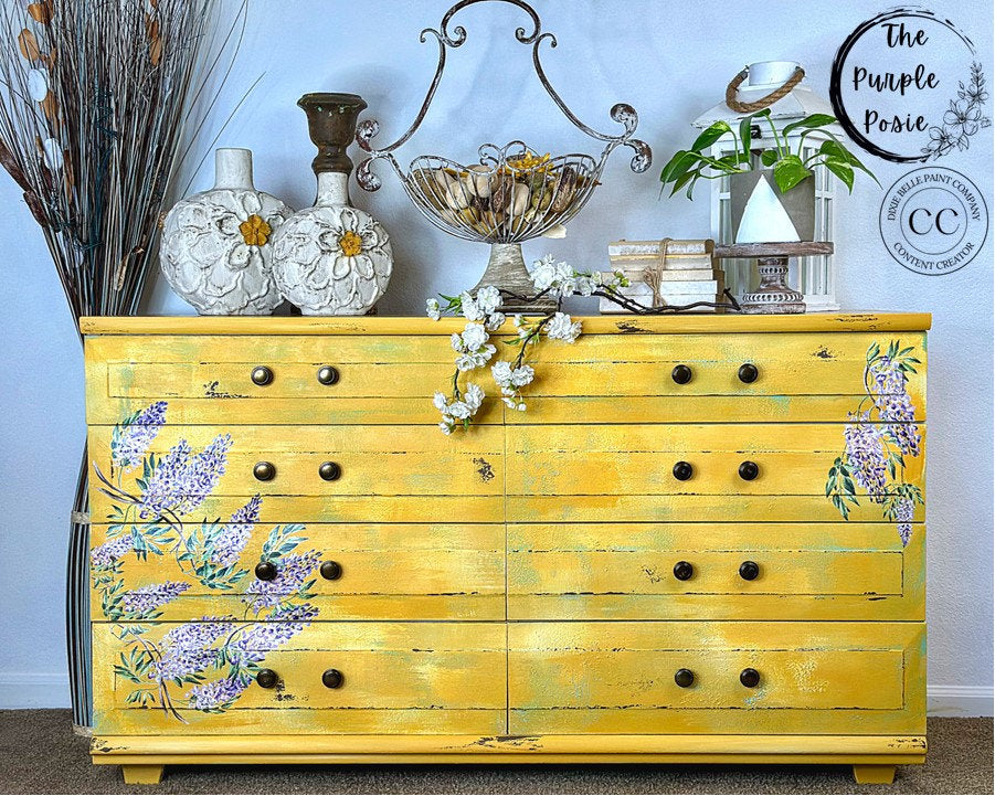 Wisteria Spring 4 Images | Dixie Belle Paint Company | Belles and Whistles | Rub On Transfer For Furniture | 24" x 37"