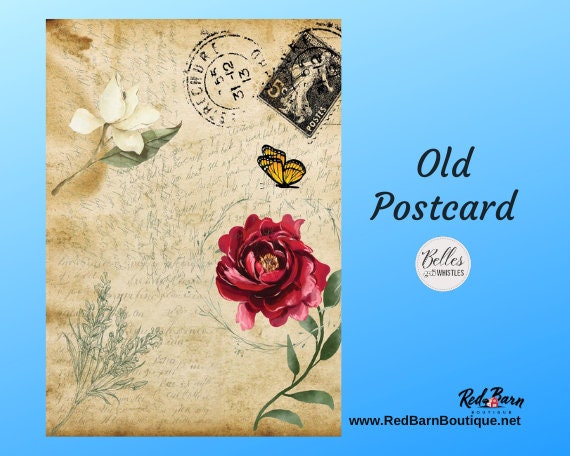 Old Postcard | Rice Paper Decoupage | Belles & Whistles | Dixie Belle Paint | Sizes A3