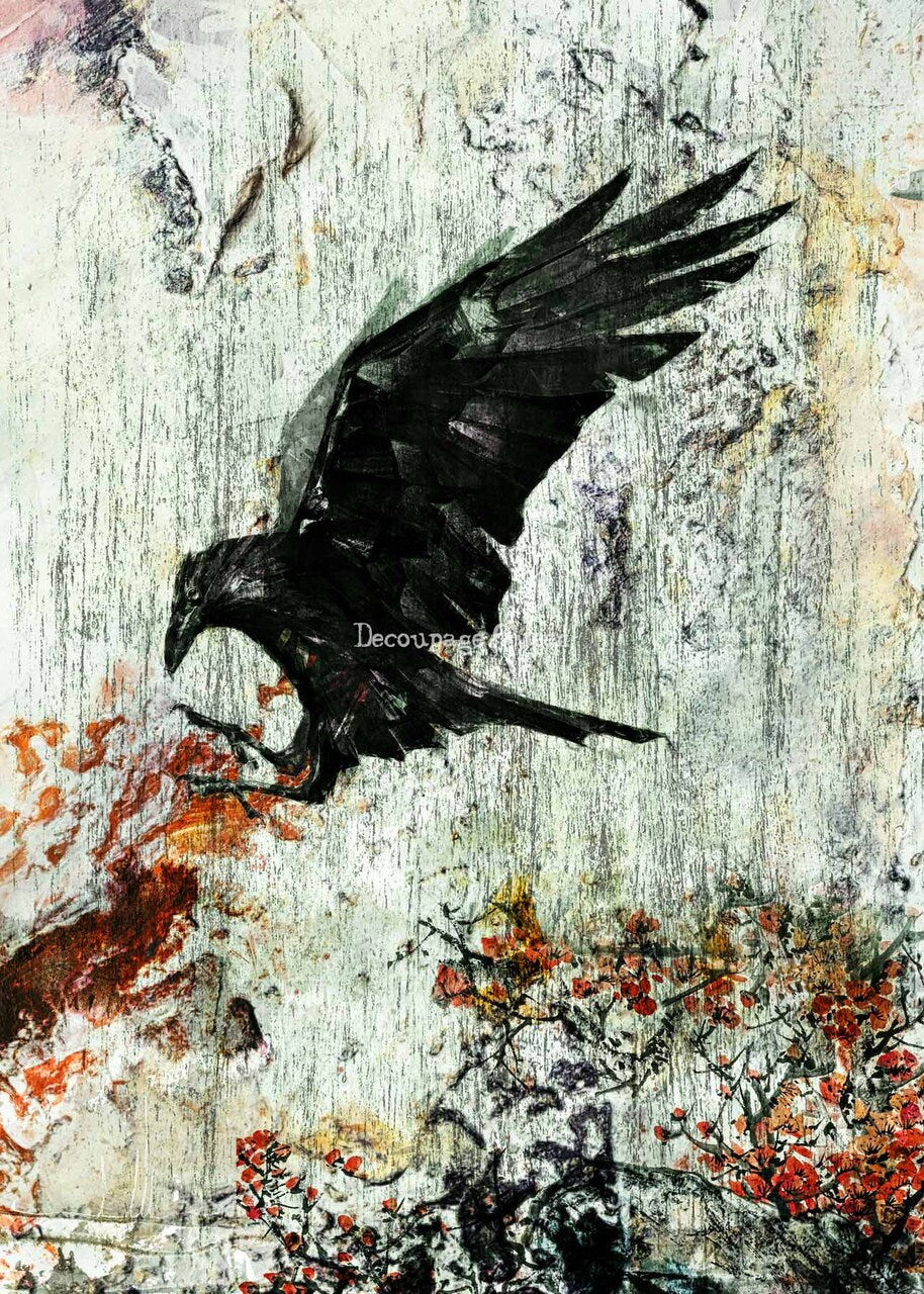Quoth the Raven | Rice Paper Decoupage | Andy Skinner Decoupage Queen | A2