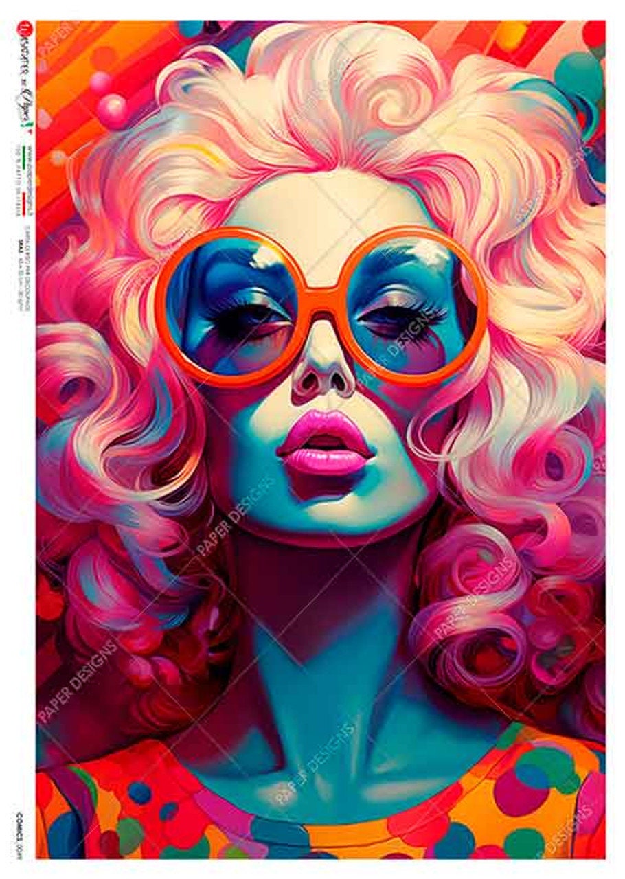 Ultra Neon | Rice Paper Decoupage | Paper Designs Comics 0049 | A4