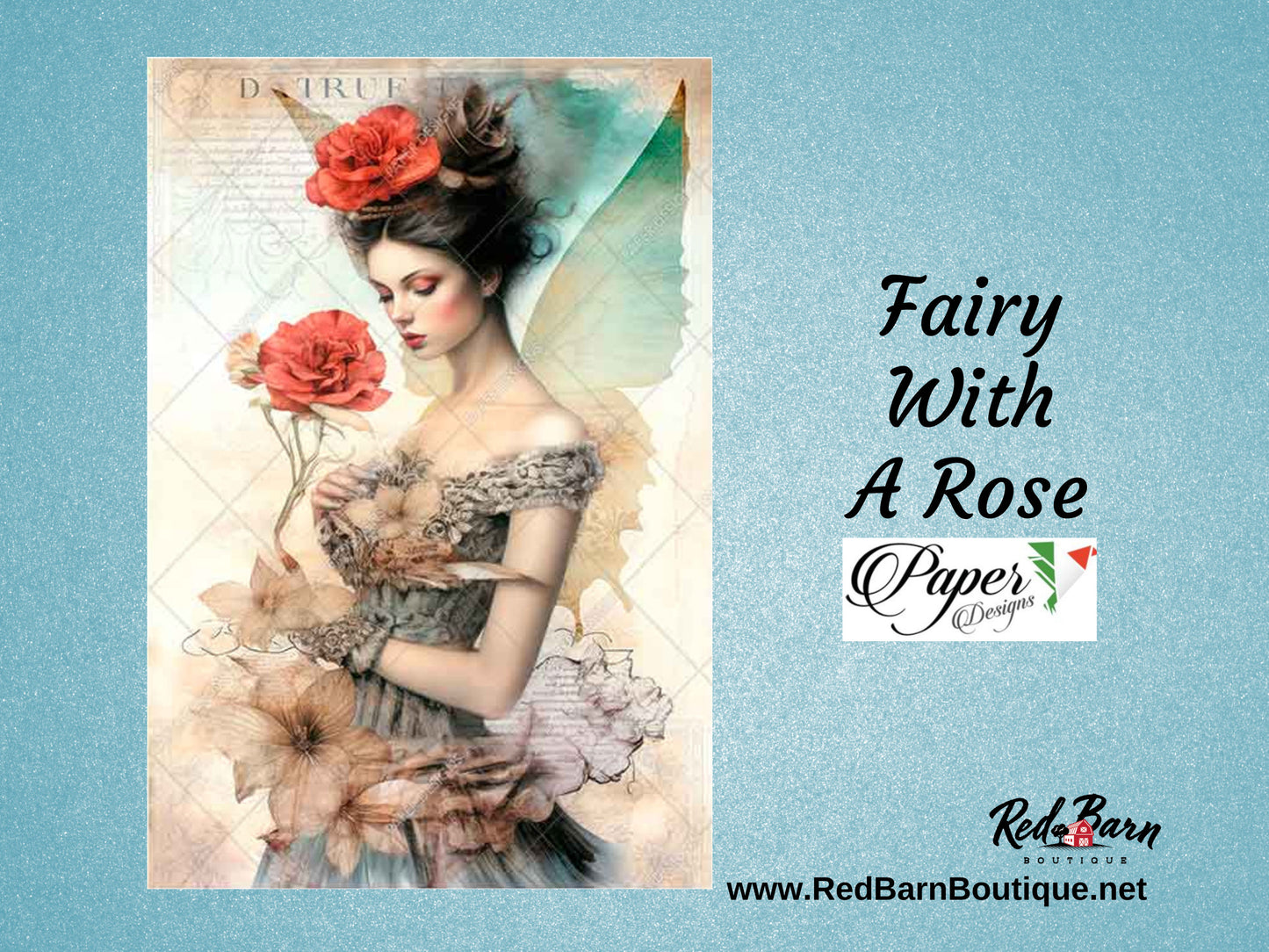 Fairy With A Rose | Rice Paper Decoupage | Paper Designs Fairies 0107 | A4