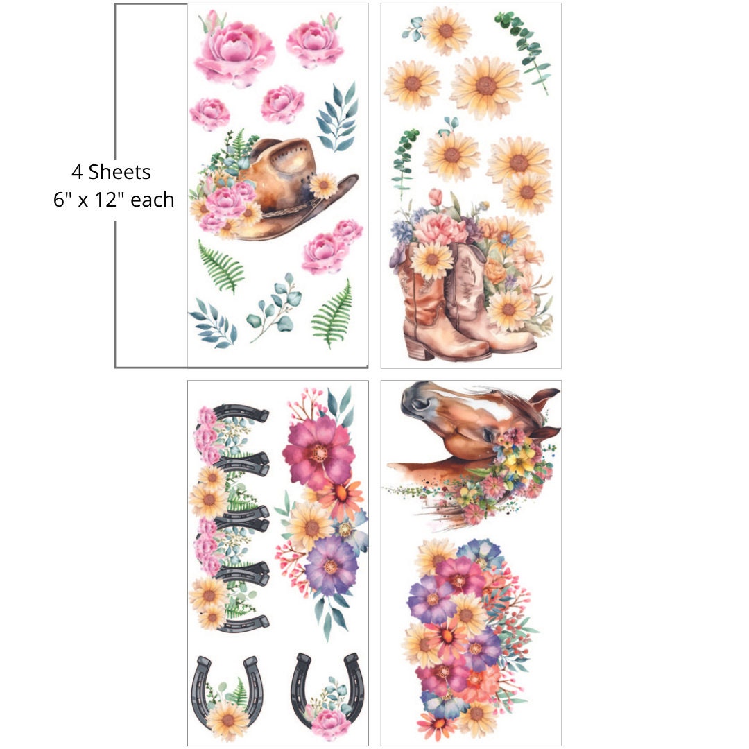 Mane Bouquet | Rub On Transfers | Belles and Whistles | Transfer | 4 Sheets | 6X12