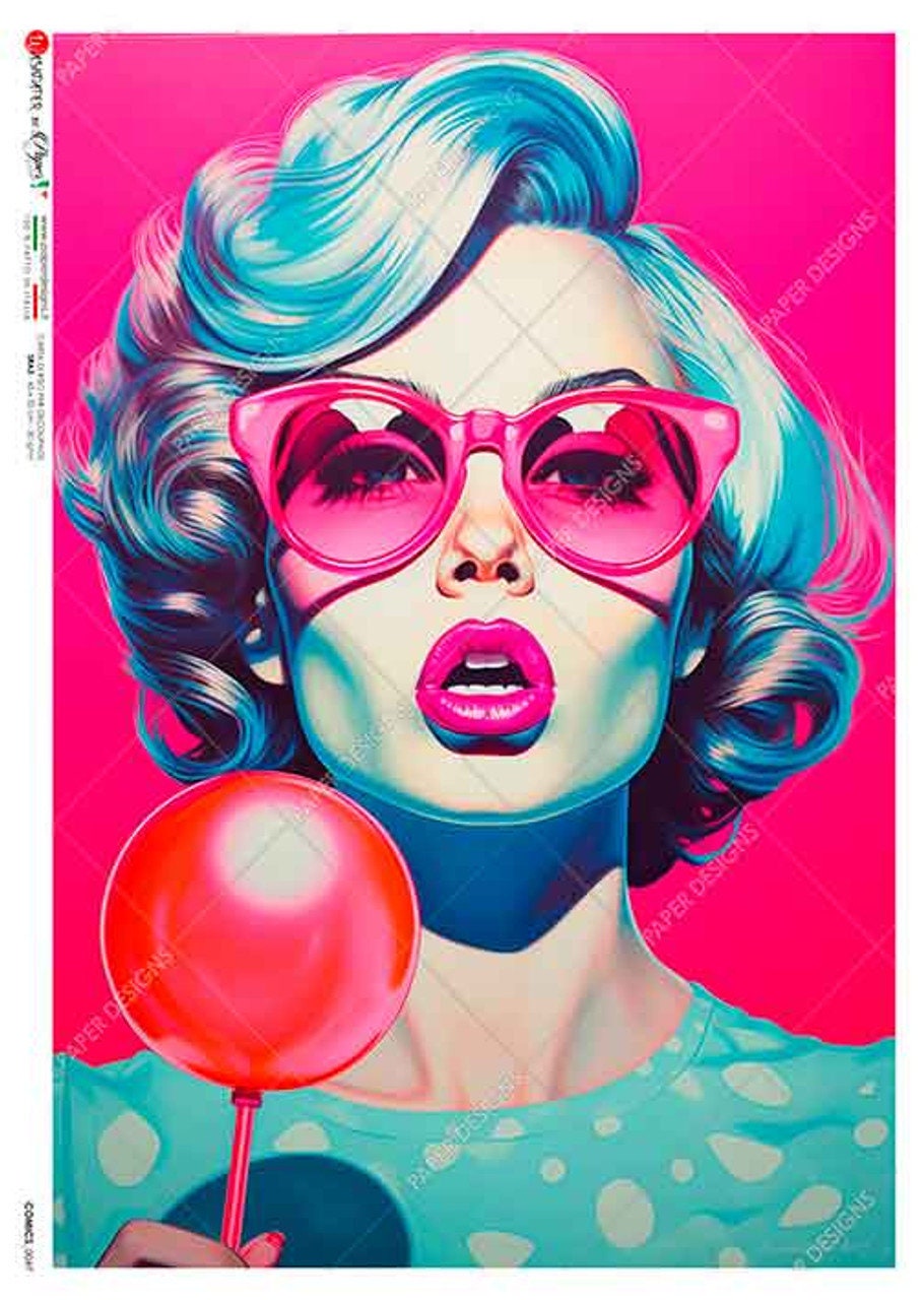 Neon Lollipop ll | Rice Paper Decoupage | Paper Designs Comics 0047 | A4 and A3