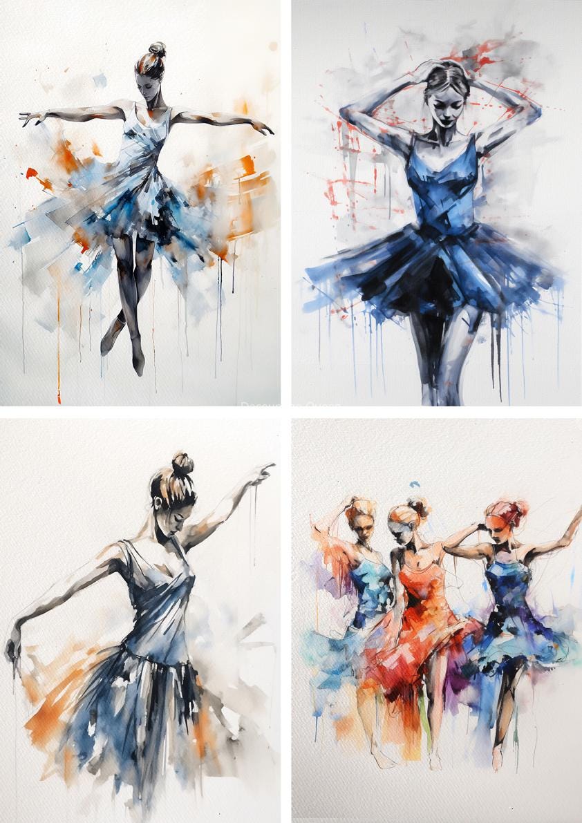 Ballet Four Pack | Andy Skinner | Rice Paper Decoupage | Decoupage Queen | 2 Sizes