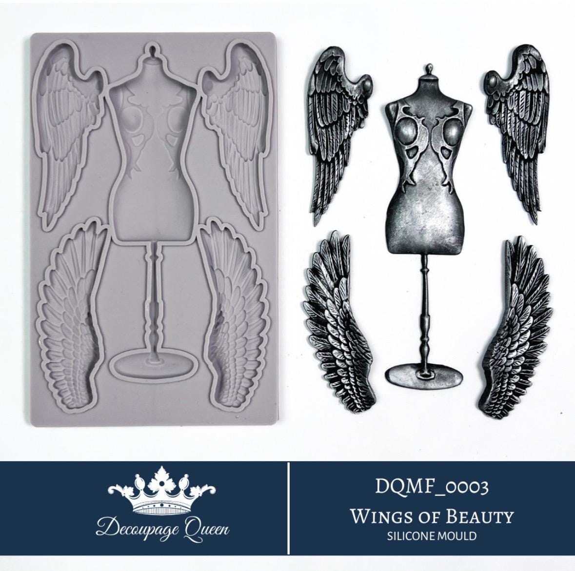 Wings Of Beauty | Décor Moulds | Decoupage Queen | 8" x 5" | Mixed Media | Limited Edition