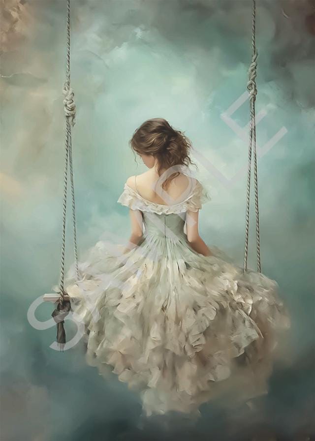 Girl On Swing | Calambour Dreamscape | Rice Paper Decoupage | 2 Sizes