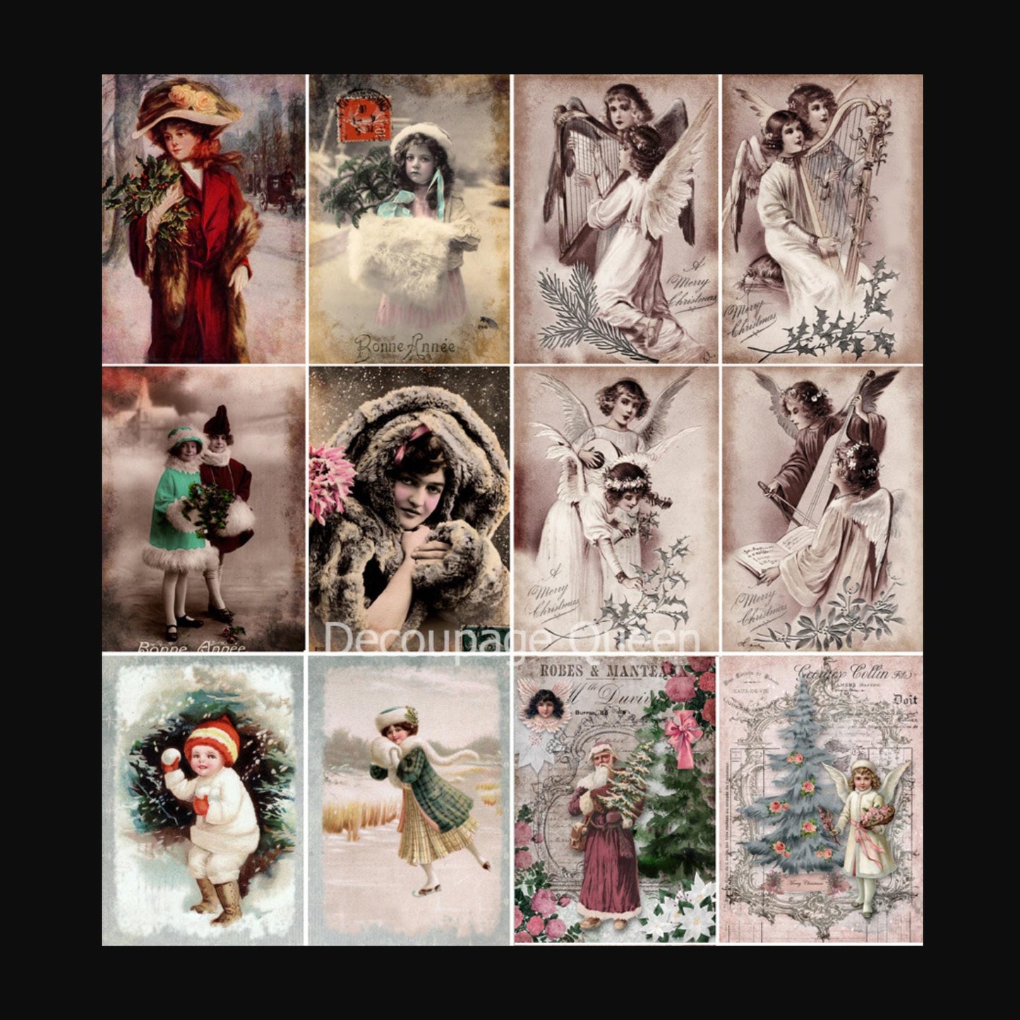 Vintage Christmas Minis | Rice Paper Decoupage | Decoupage Queen | 2 Sizes