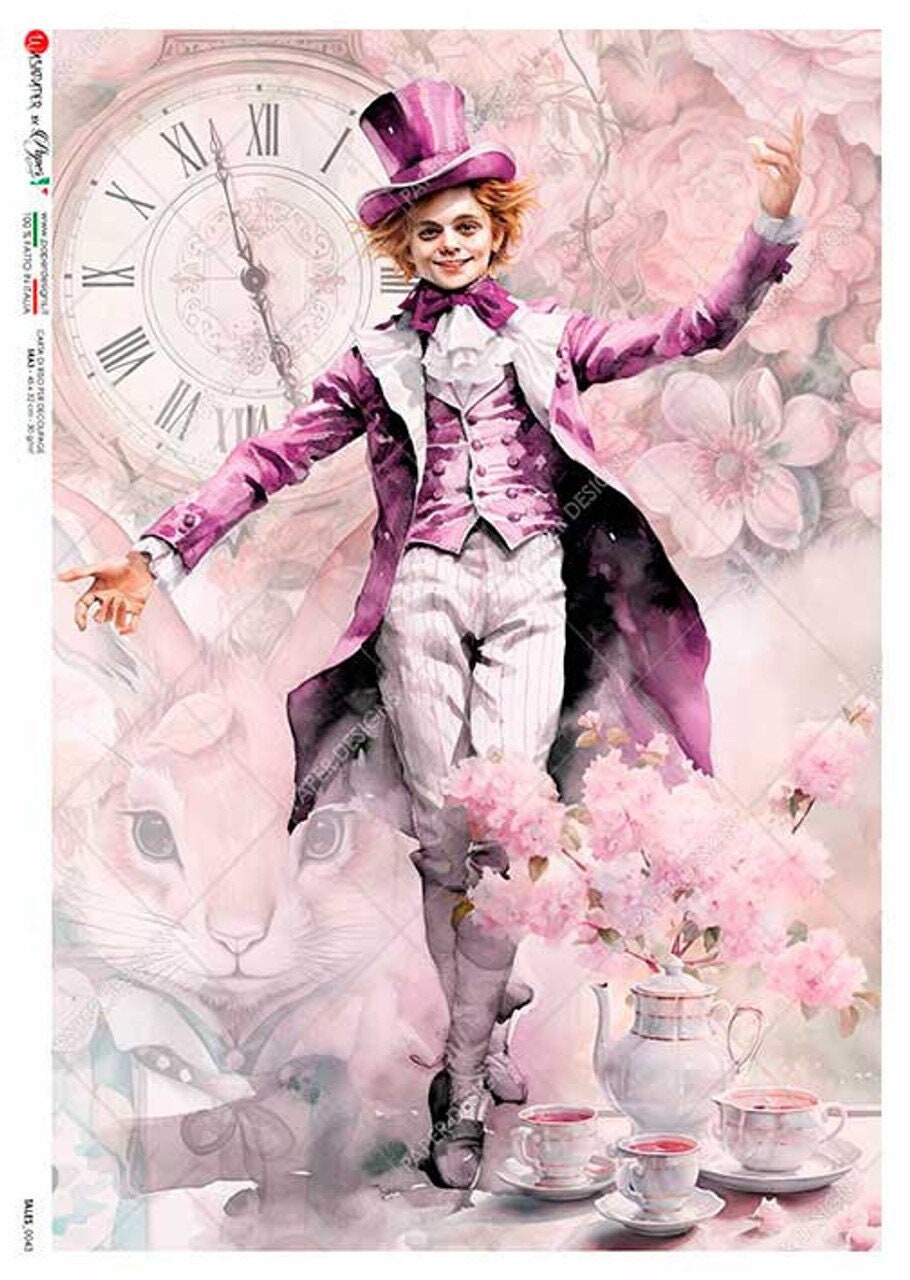 Mad Hatter | Rice Paper Decoupage | US Paper Designs | Tales 0043 | A4