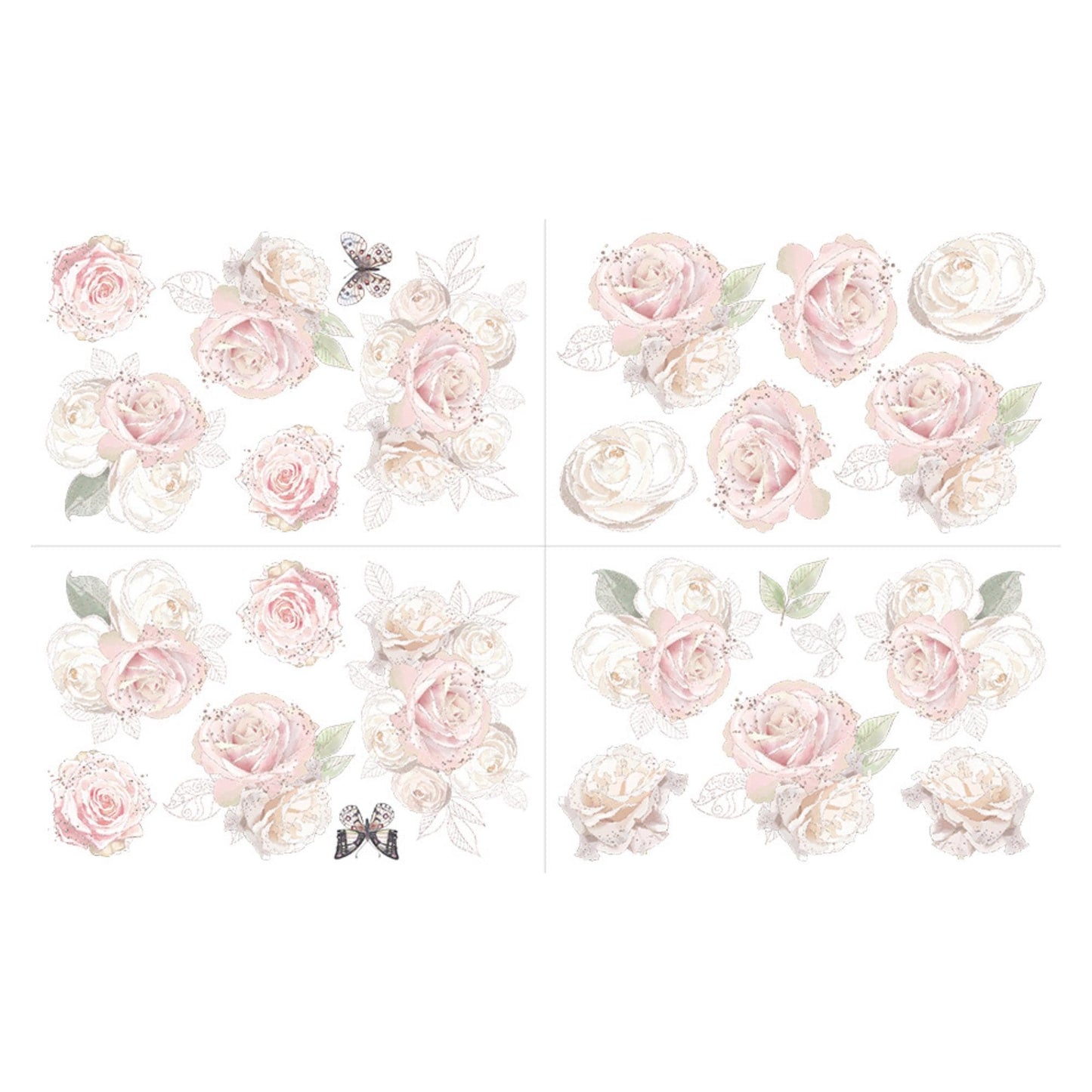 Jardin de Roses | Rub On Furniture Transfer | Hokus Pokus | Furniture Decal | 35" x 23"