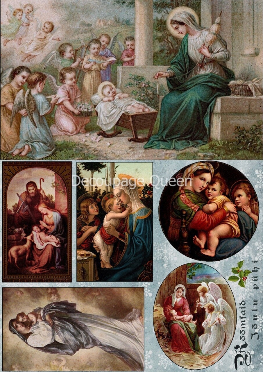 Madonna and Child Scenes | 6 Images | Rice Paper Decoupage | Decoupage Queen | A3 | RETIRED