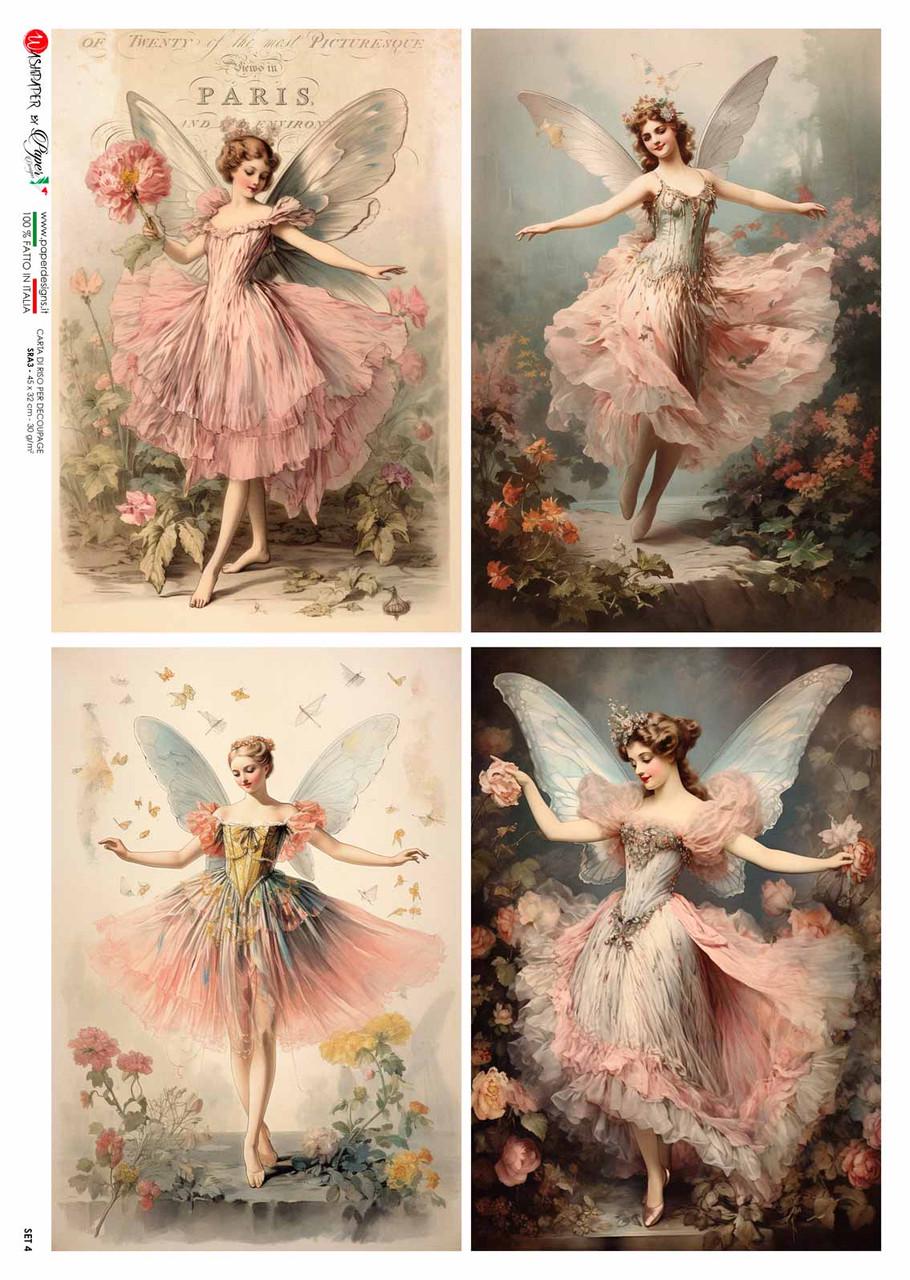 Fairy Four Pack Set 4 | 4 Images | Rice Paper Decoupage | US Paper Designs Set 4 | A4 & A3
