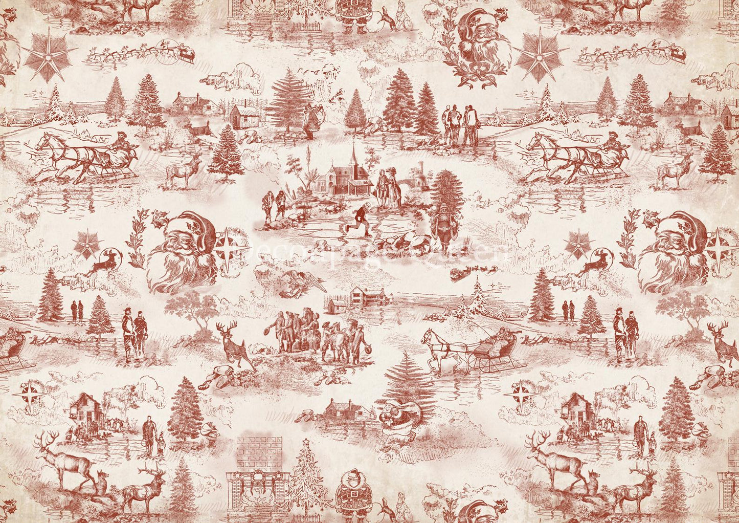 Christmas Toile | Rice Paper Decoupage | Decoupage Queen | New | A4