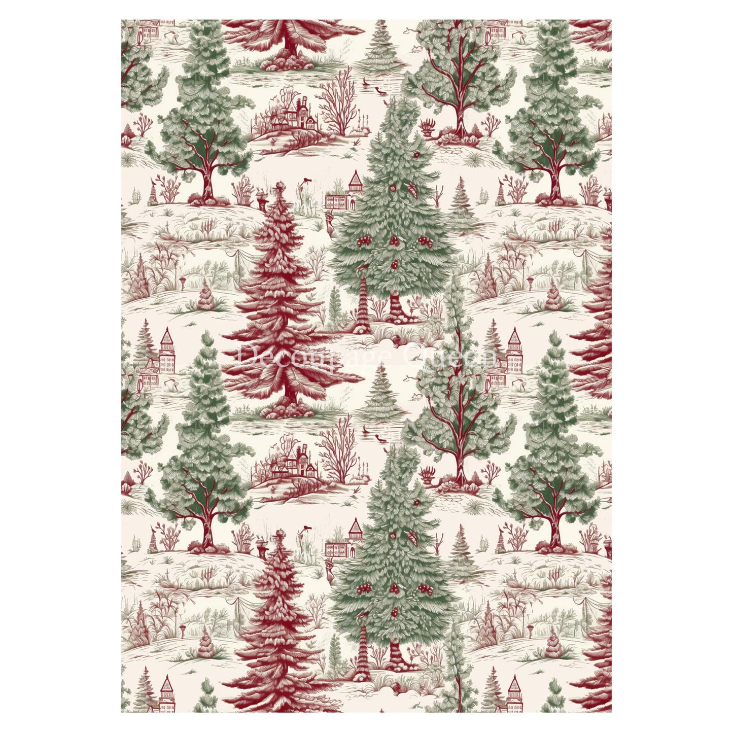 Evergreen Toile | Rice Paper Decoupage | Decoupage Queen | New | A4