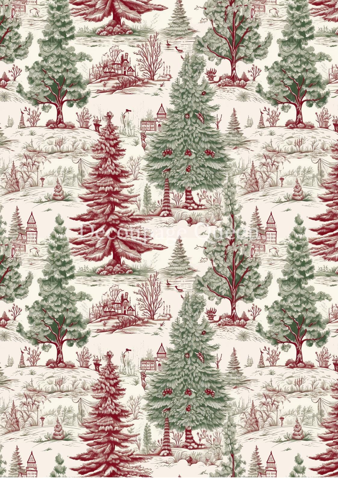 Evergreen Toile | Rice Paper Decoupage | Decoupage Queen | New | A4