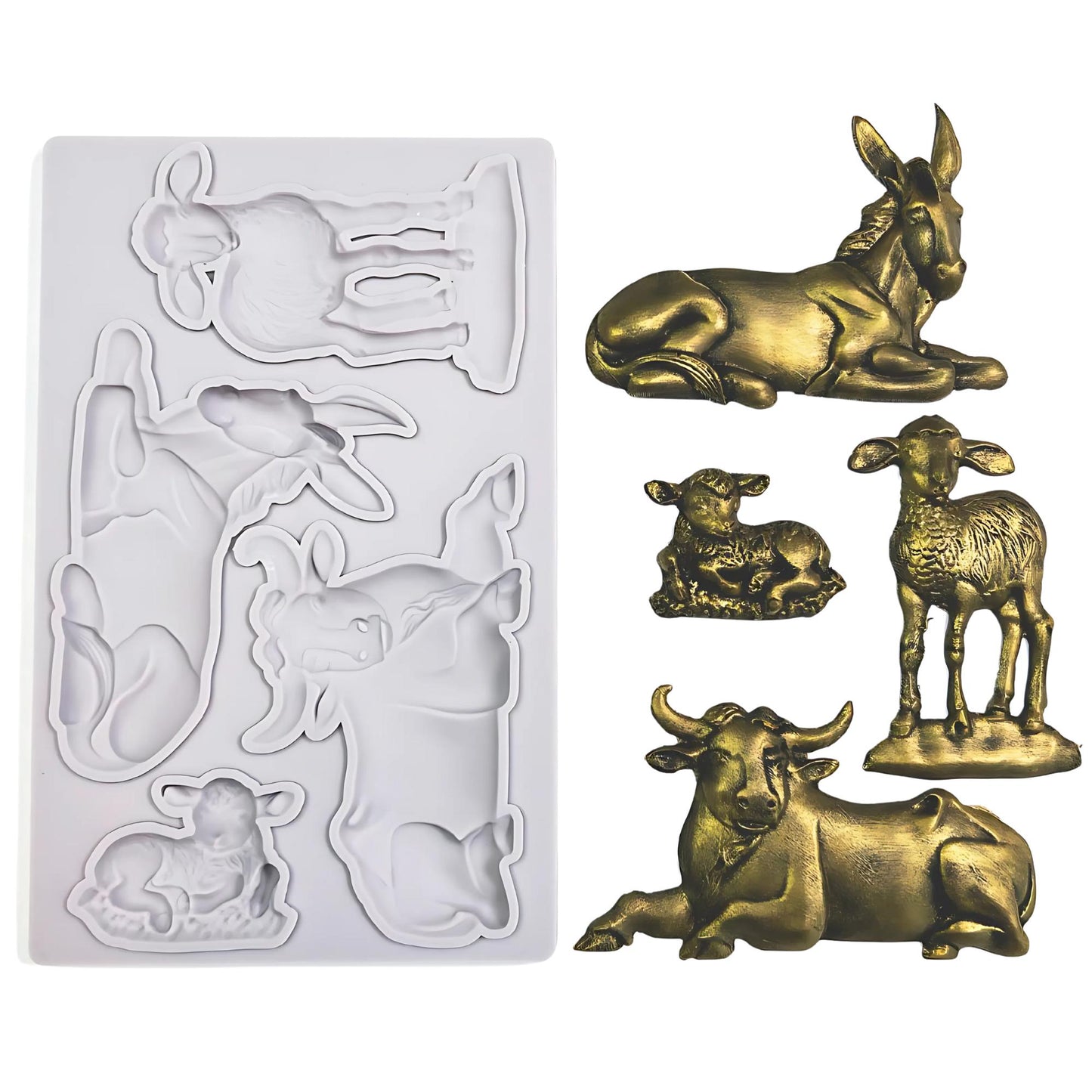 Nativity Animals | Décor Moulds | Decoupage Queen | 8" x 5" | Mixed Media | Limited Edition