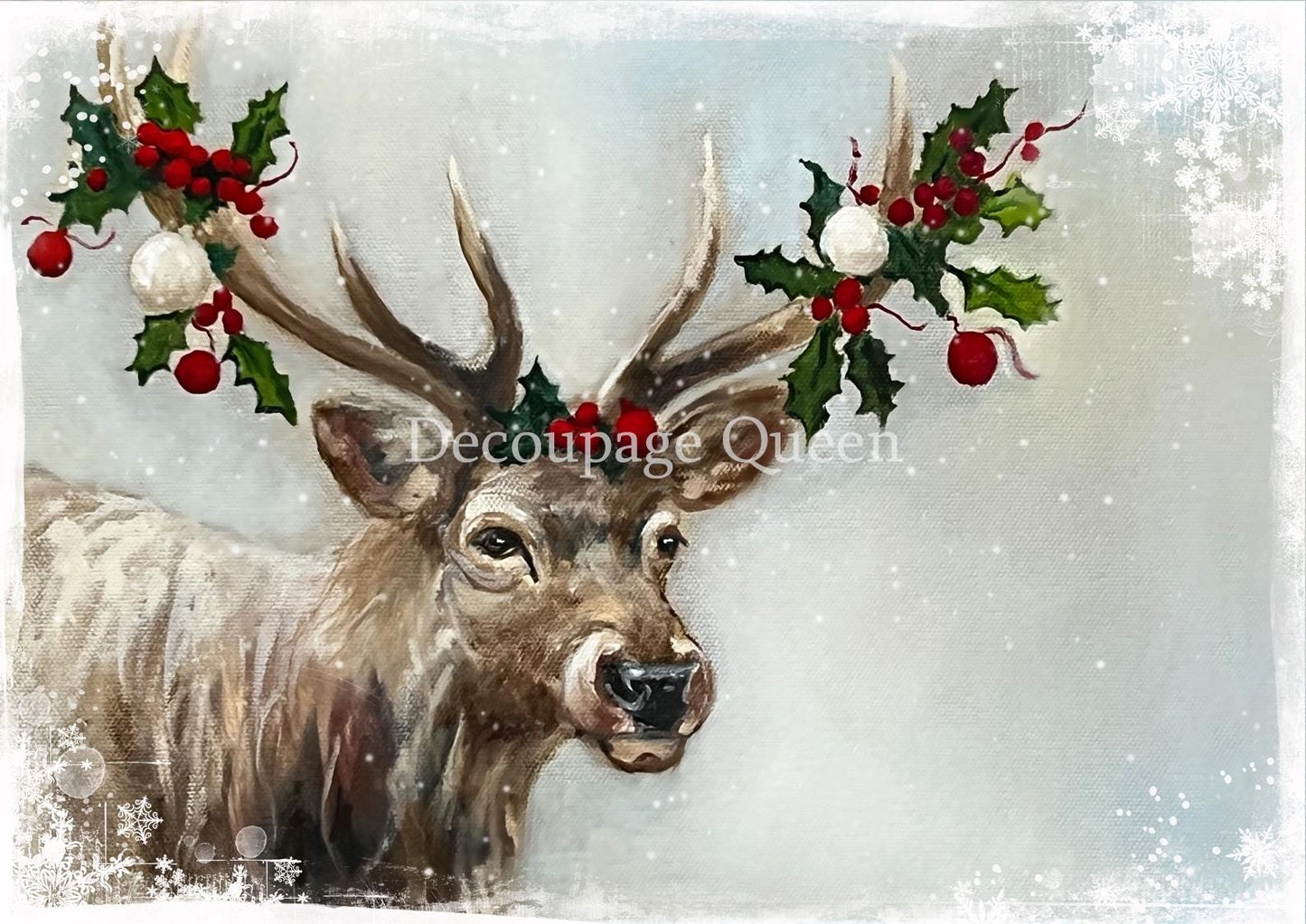 Snowy Elk | Rice Paper Decoupage | Decoupage Queen | New | A4 & A3