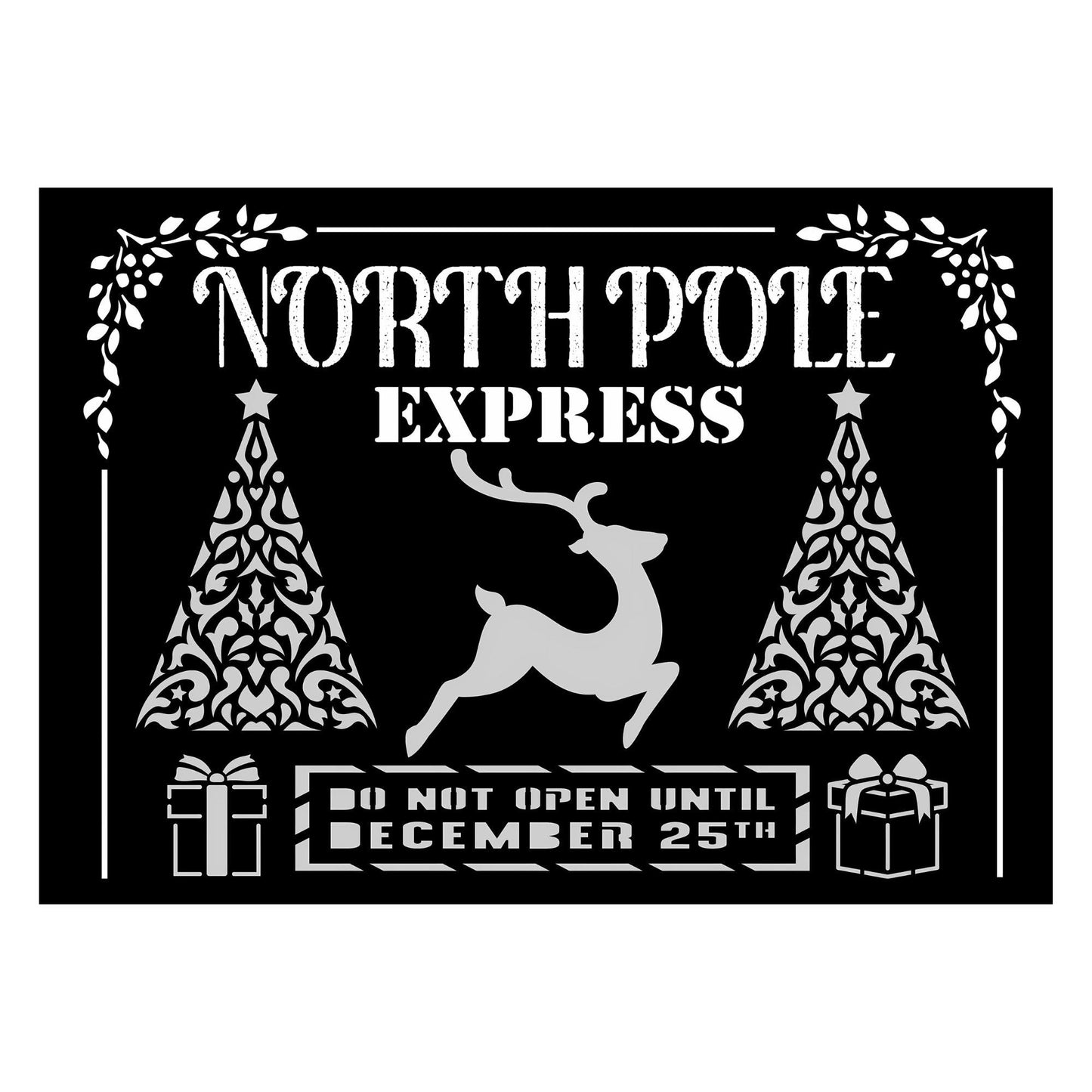 North Pole Express | Decoupage Queen | Stencil For Crafting | Size A4 | 10mil