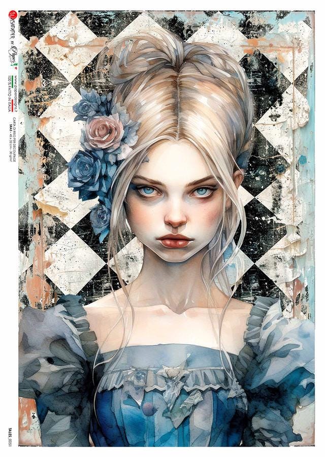 Dark Alice | Rice Paper Decoupage | Paper Designs Tales 0051 | A4 and A3