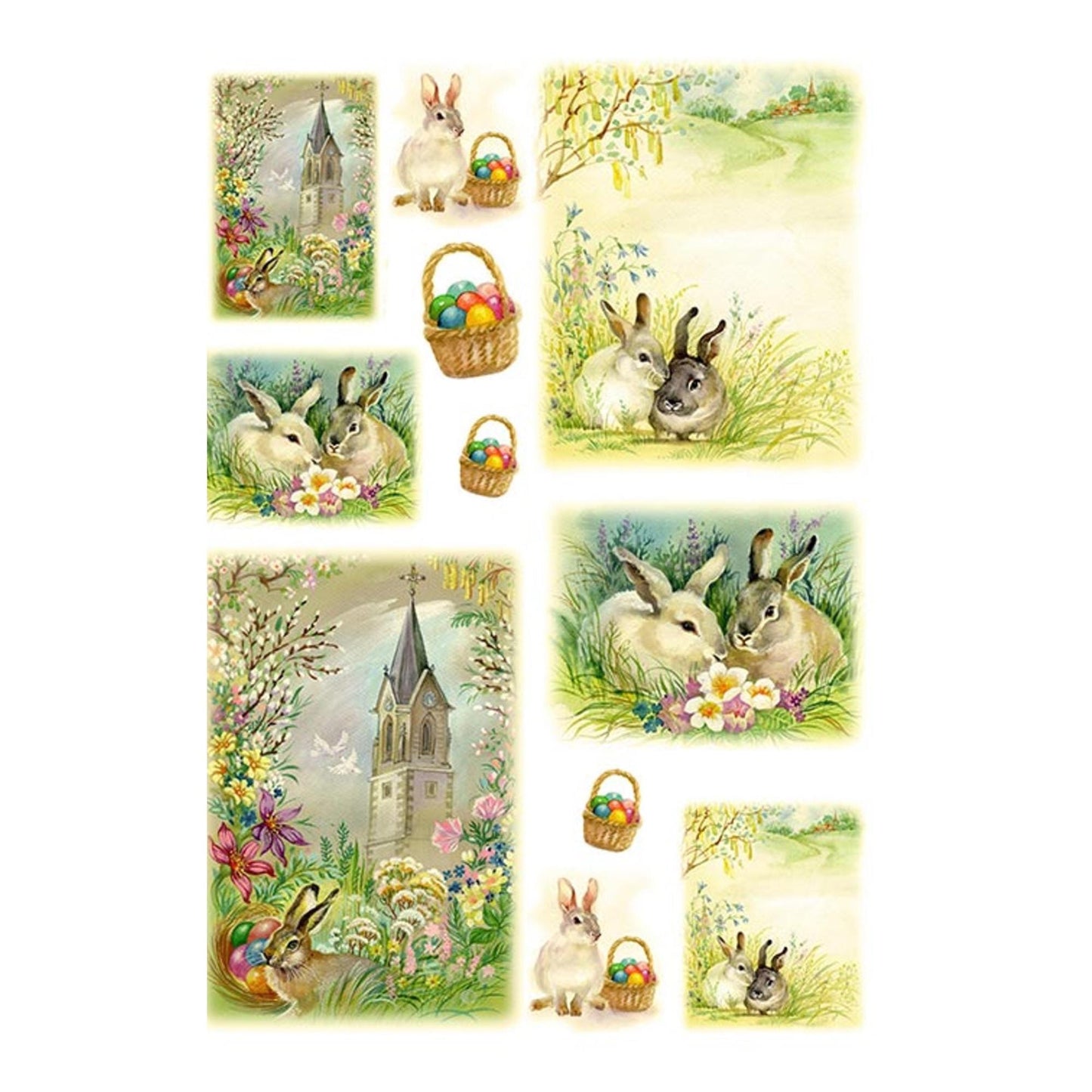 Easter Scenes 2 | Rice Paper Decoupage | Holiday 0036 | Paper Designs Italy | A4
