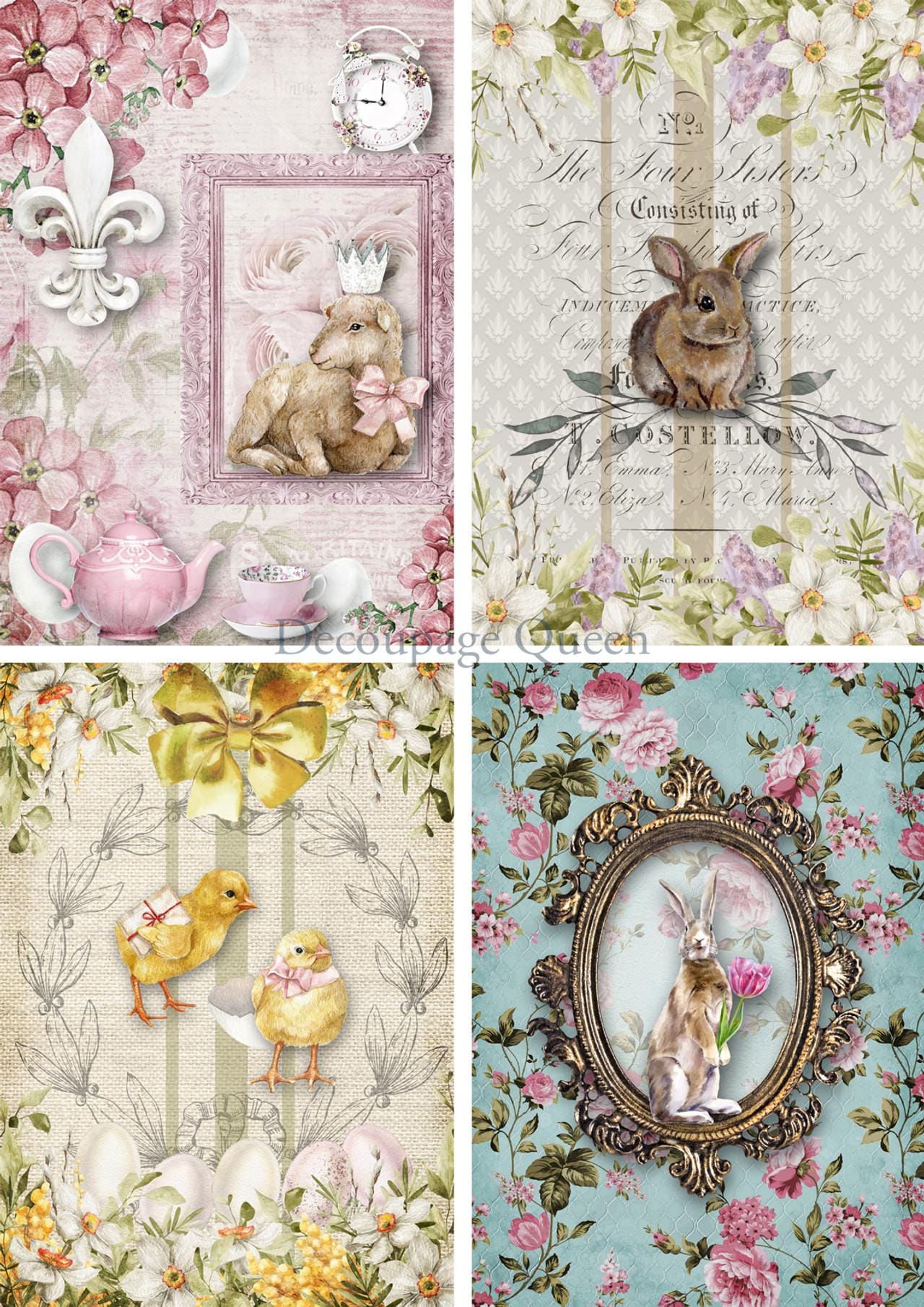 Easter Creatures Four Pack | 4 Images | Rice Paper Decoupage | Decoupage Queen | A4