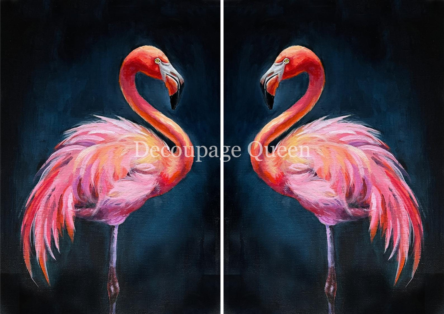 Double Flamingo | Teresa Rene Art | Designed In The USA | Rice Decoupage Paper | Decoupage Queen | 2 Sizes