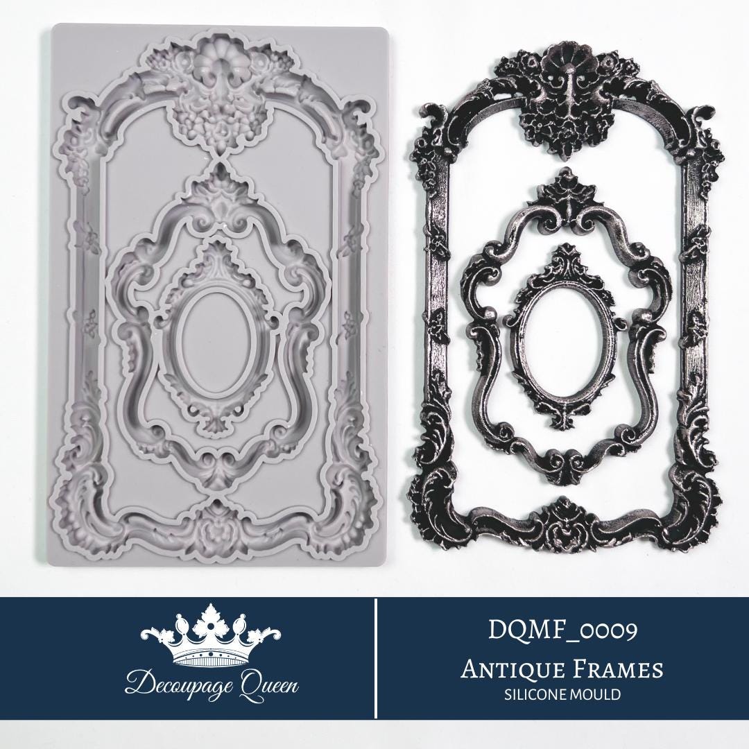 Antique Frames | Silicone Décor Moulds | Decoupage Queen | 8" x 5" | Mixed Media | Limited Edition