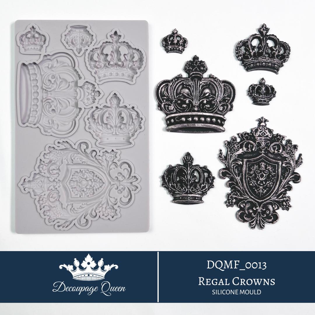 Regal Crowns | Silicone Décor Moulds | Decoupage Queen | 8" x 5" | Mixed Media | Limited Edition
