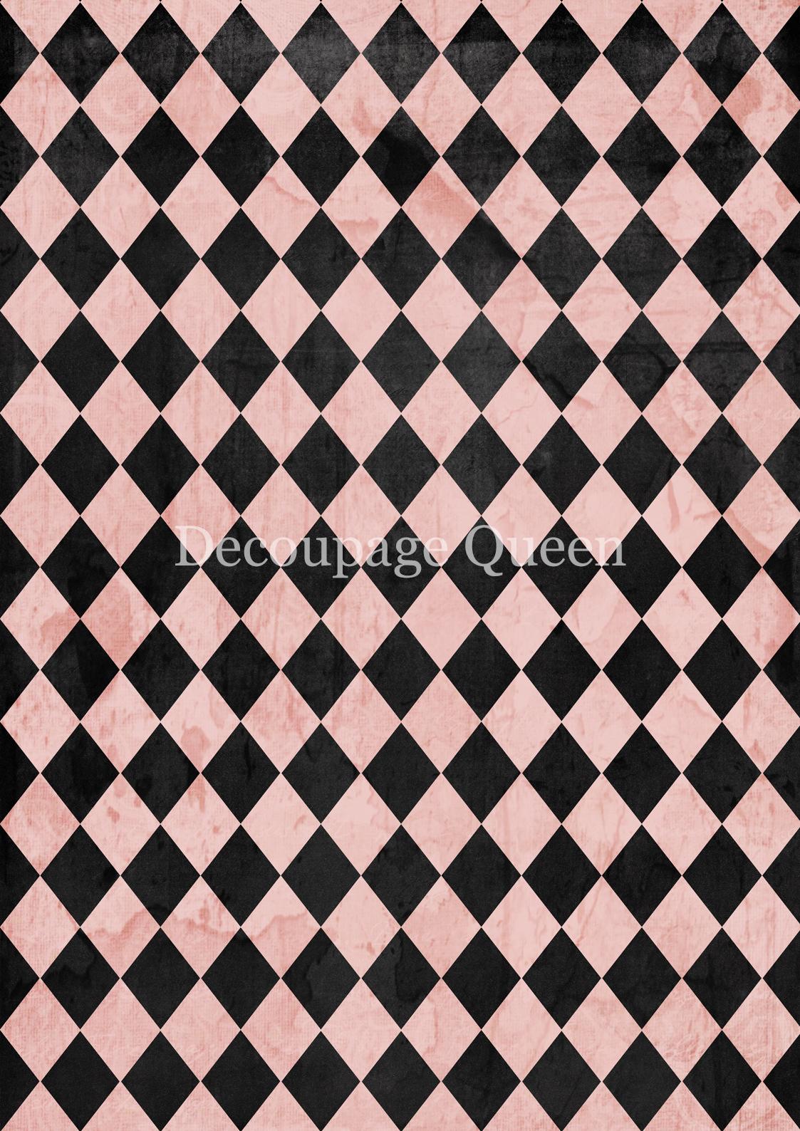 Pink and Black Harlequin | Teresa Rene Art | Designed In The USA | Printed In Italy | Decoupage Queen | A4 & A3