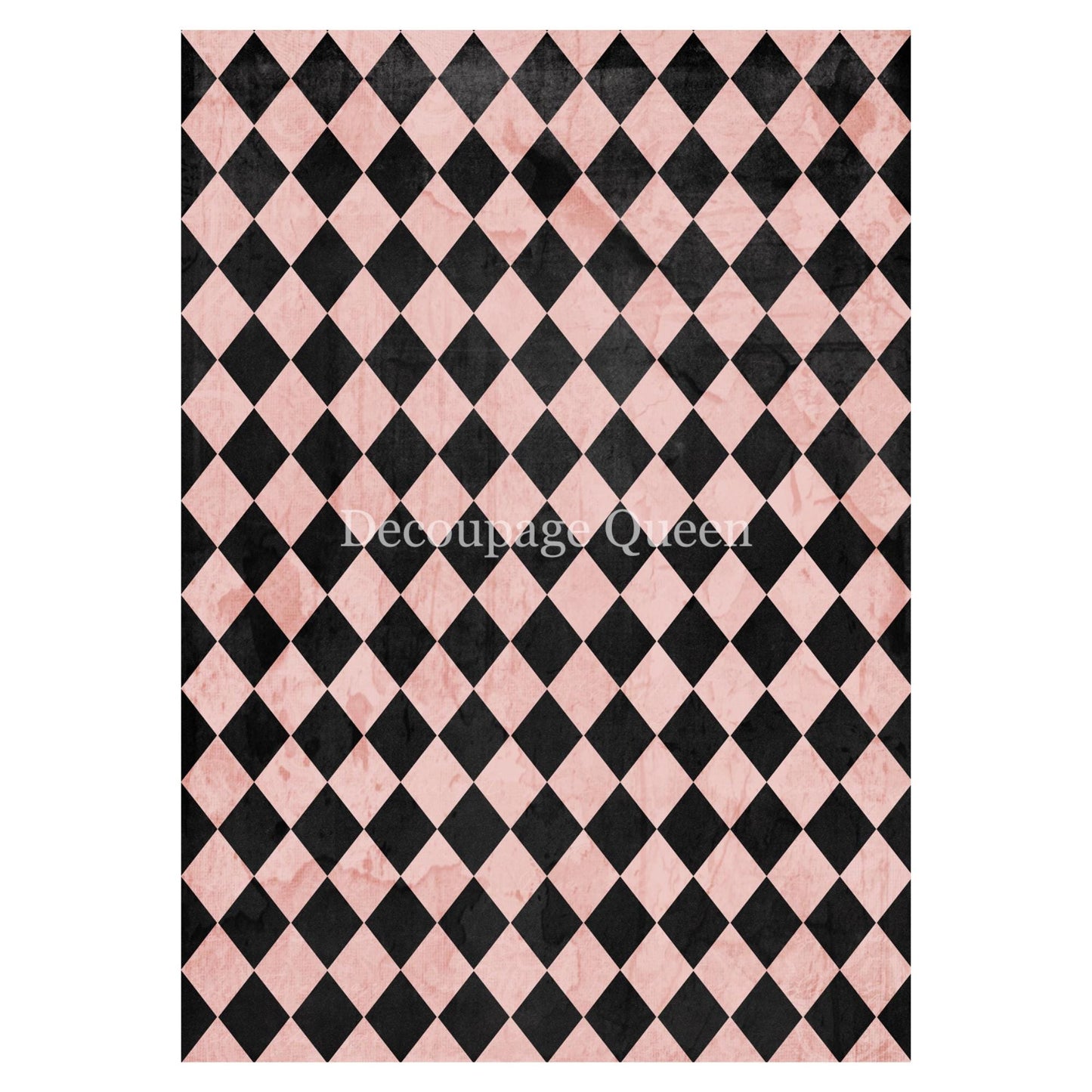 Pink and Black Harlequin | Teresa Rene Art | Designed In The USA | Printed In Italy | Decoupage Queen | A4 & A3