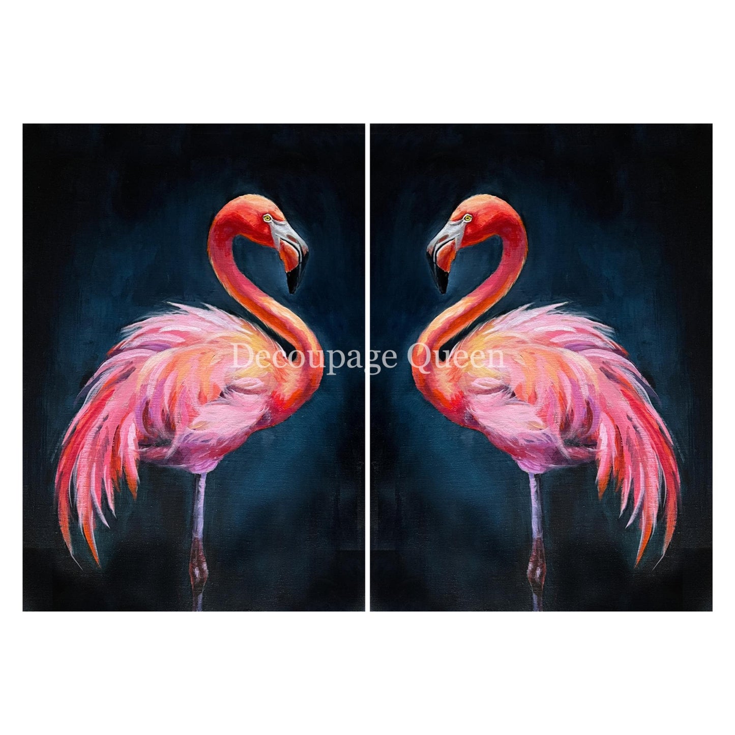 Double Flamingo | Teresa Rene Art | Designed In The USA | Rice Decoupage Paper | Decoupage Queen | 2 Sizes