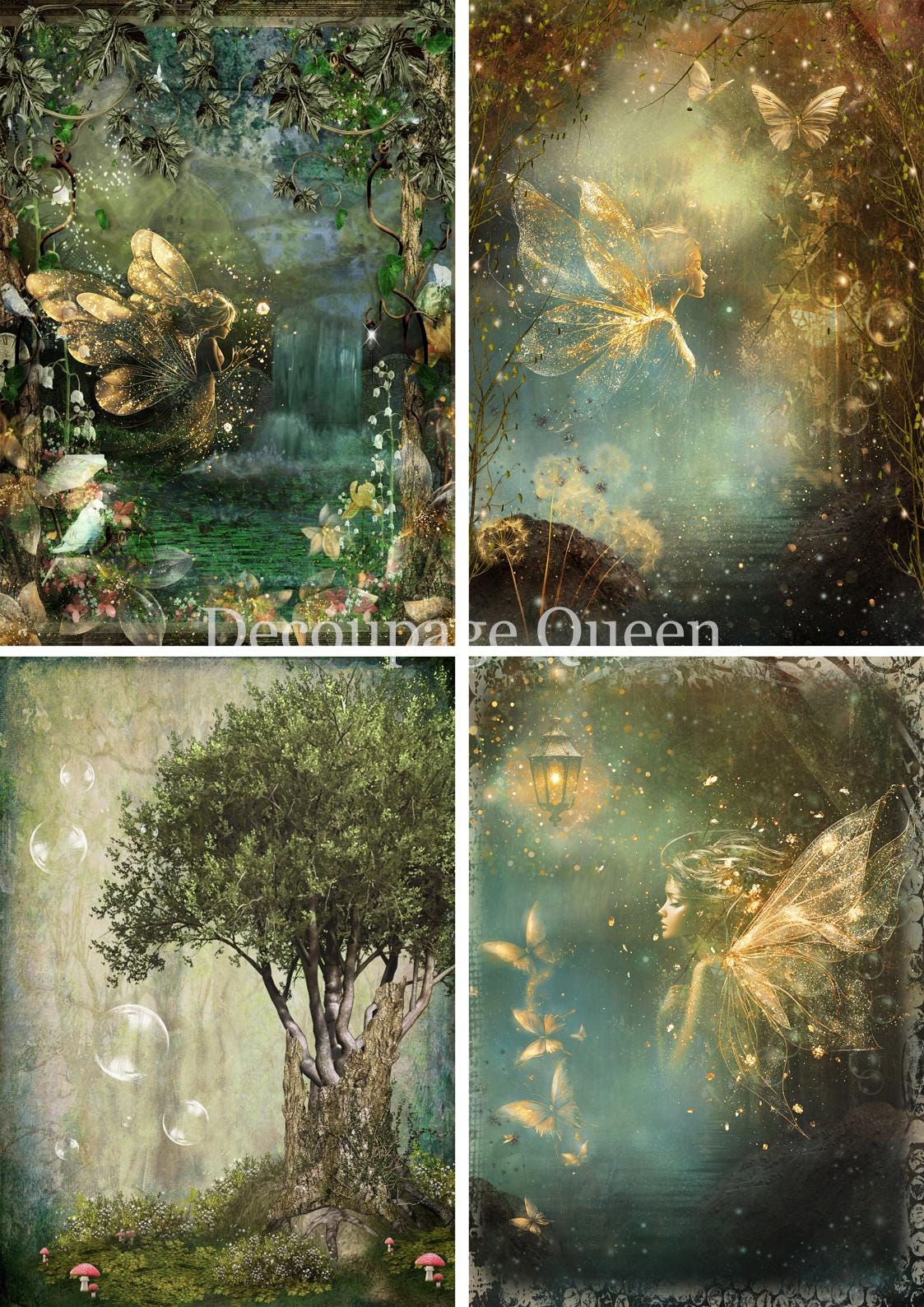 Enchanted Four Pack | Rice Paper Decoupage | Decoupage Queen | Designed In The USA | Printed In Italy | 2 Sizes