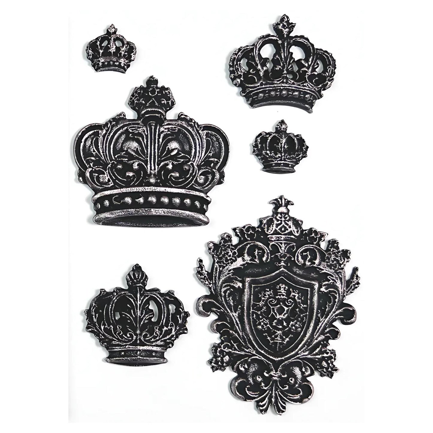 Regal Crowns | Silicone Décor Moulds | Decoupage Queen | 8" x 5" | Mixed Media | Limited Edition