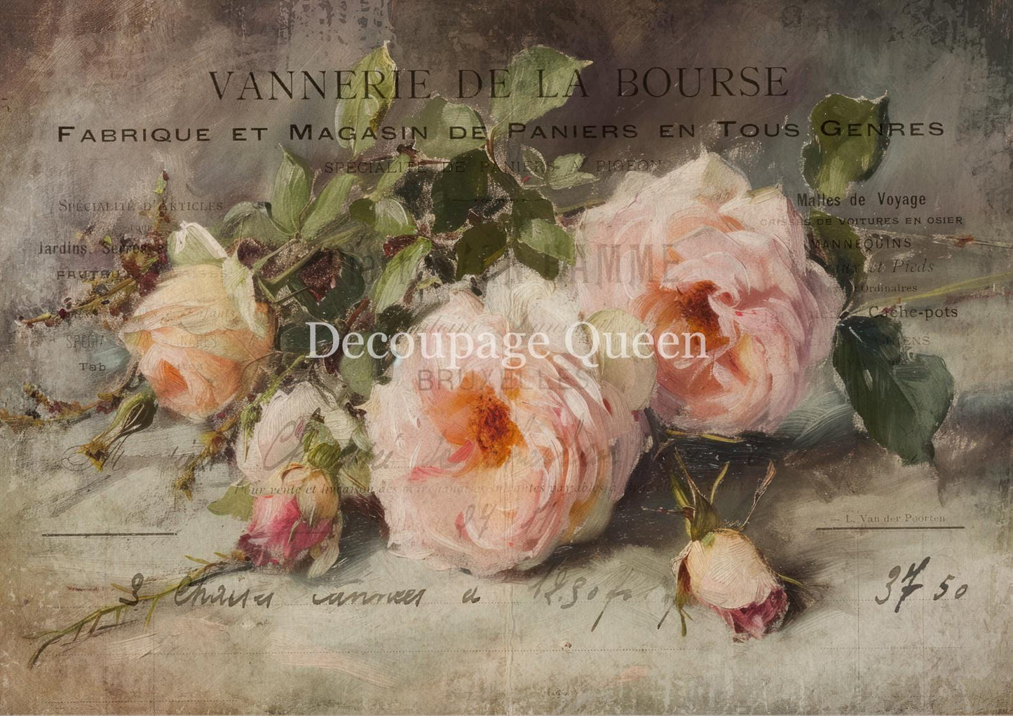 Vanessa | Rice Paper Decoupage | Decoupage Queen | Designed In The USA | Printed In Italy | 2 Sizes