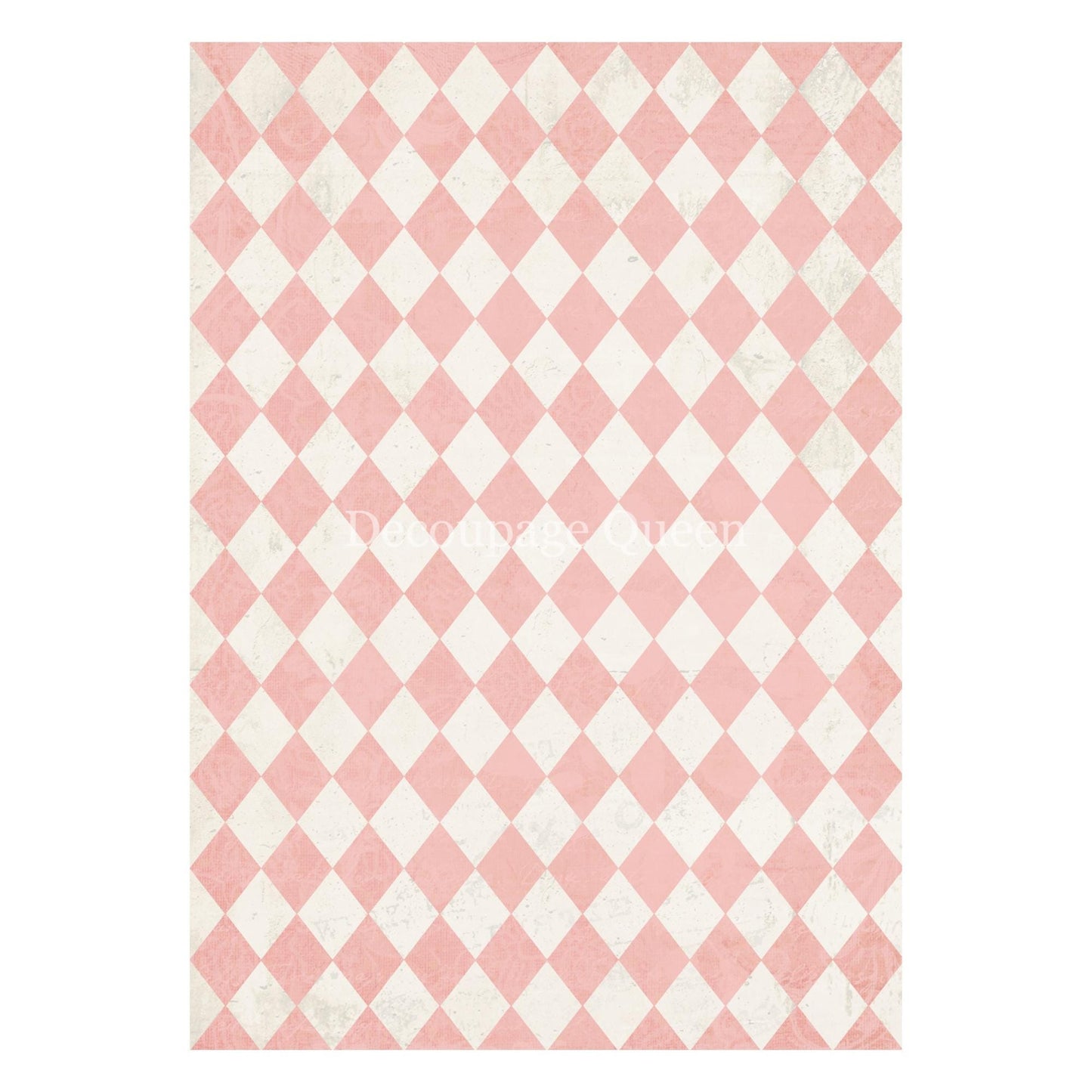 Pink and Ivory Harlequin | Teresa Rene Art | Designed In The USA | Printed In Italy | Decoupage Queen | A4