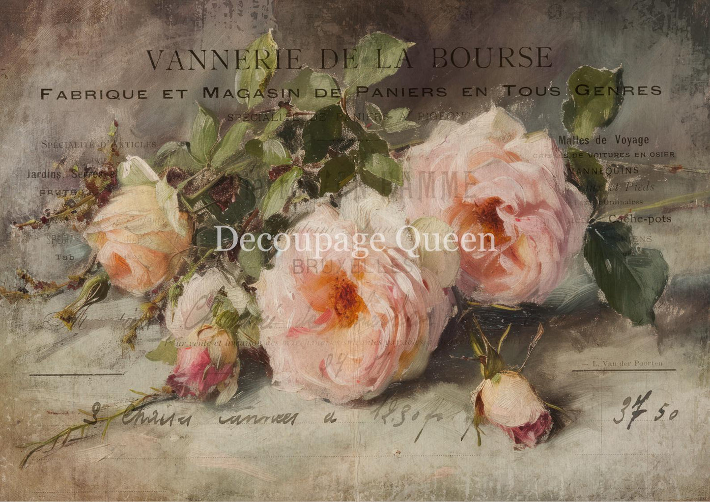Vanessa | Rice Paper Decoupage | Designed In The USA | Made In Italy | Decoupage Queen | A2