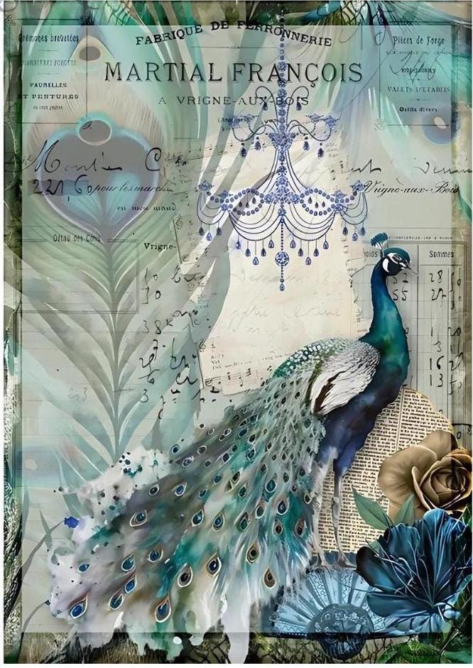 Peacock Four Pack | Four Images | Decoupage Paper | Rice Paper Decoupage | Decoupage Queen | A4 and A3