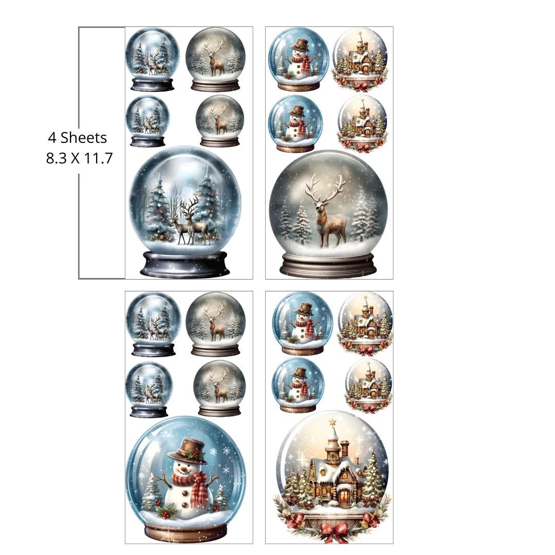 Snow Globes | Water Slide Transfer | Dixie Belle Belles and Whistles | 4 Sheets | 8.3" x 11.7"