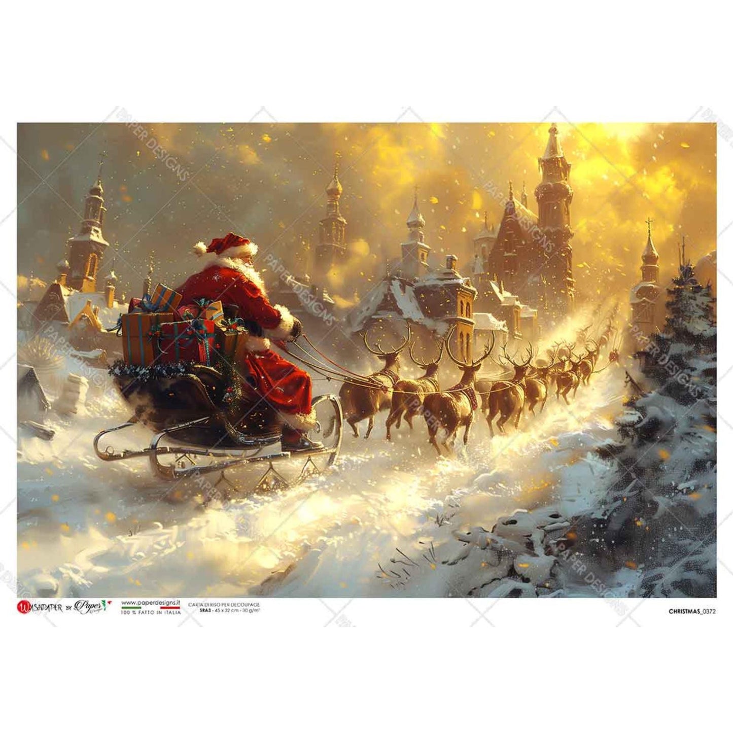 Sledding Through Town II | Rice Paper Decoupage | Paper Designs 0372 | A4