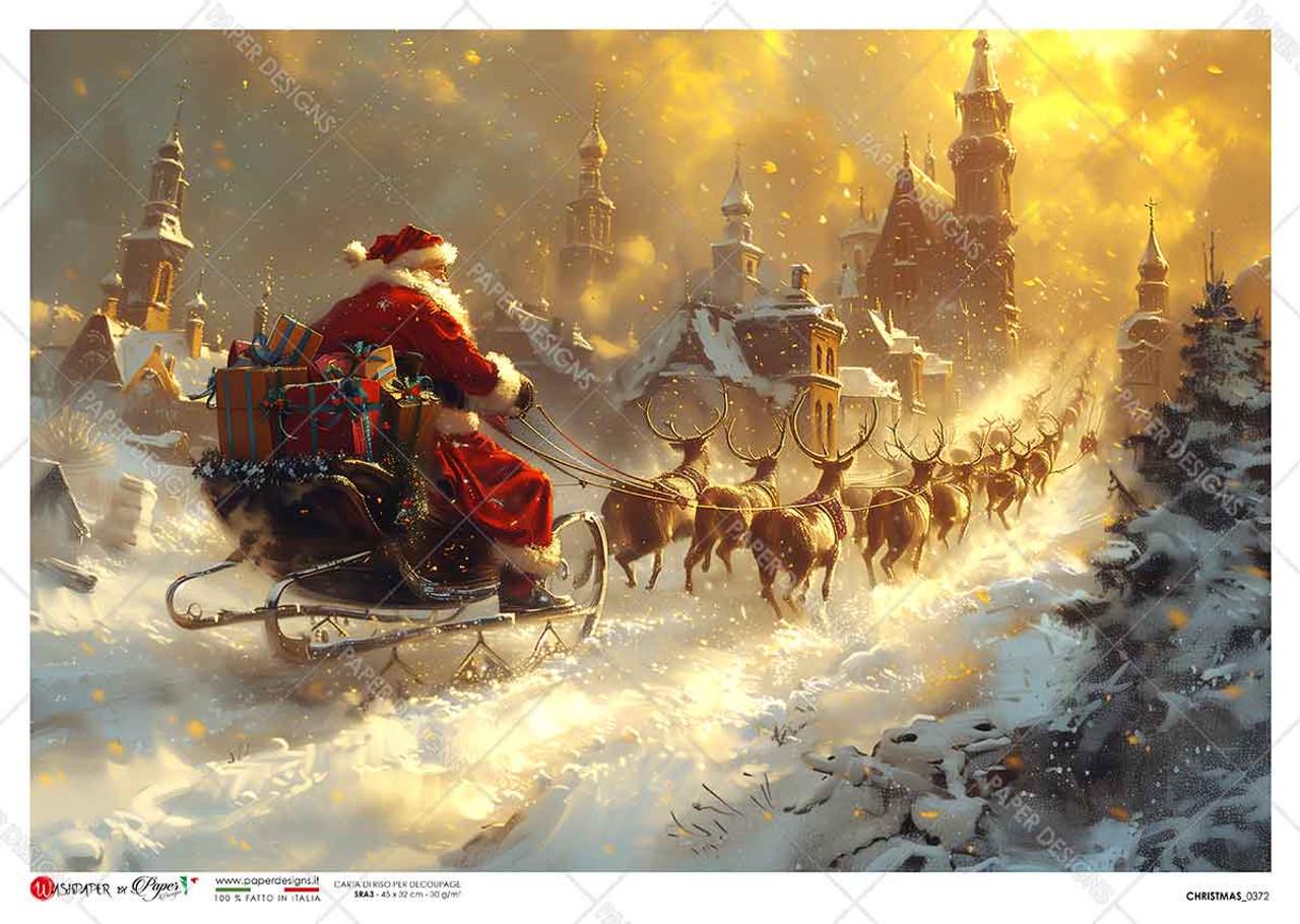 Sledding Through Town II | Rice Paper Decoupage | Paper Designs 0372 | A4