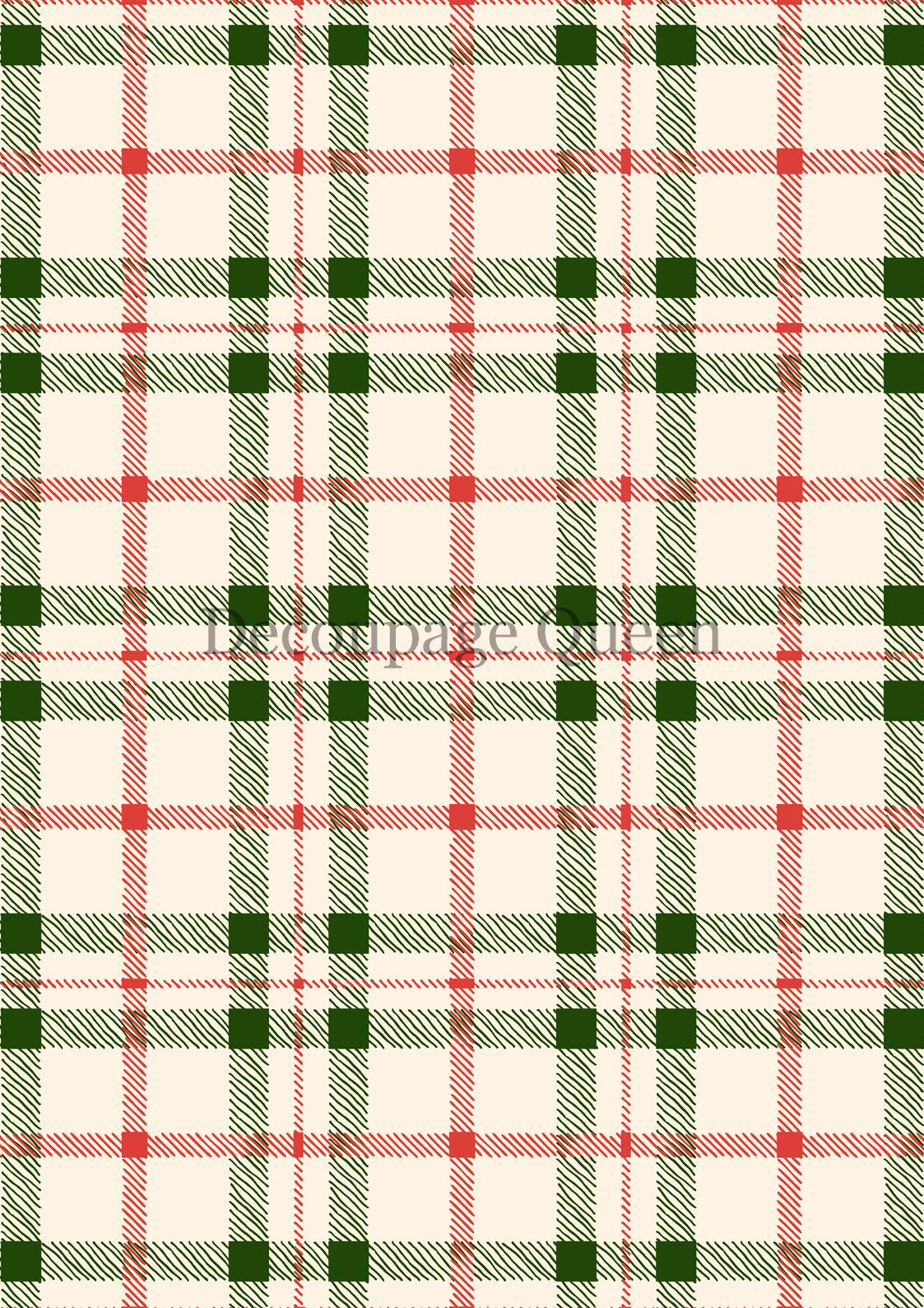 Christmas Plaid | Rice Paper Decoupage | Decoupage Queen | Mixed Media | A4 and A3