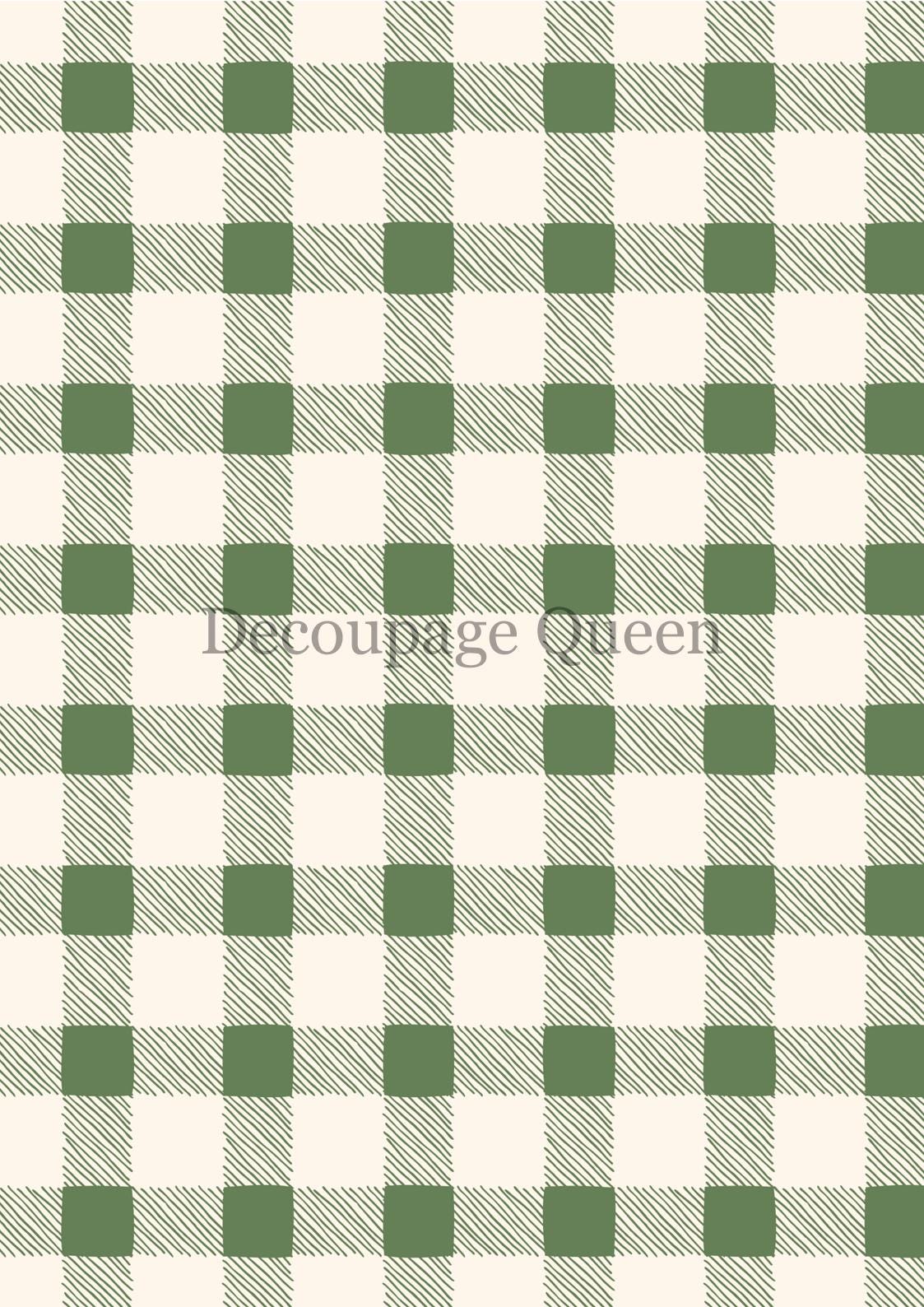 Green Checks | Rice Paper Decoupage | Decoupage Queen | Mixed Media | A4 and A3