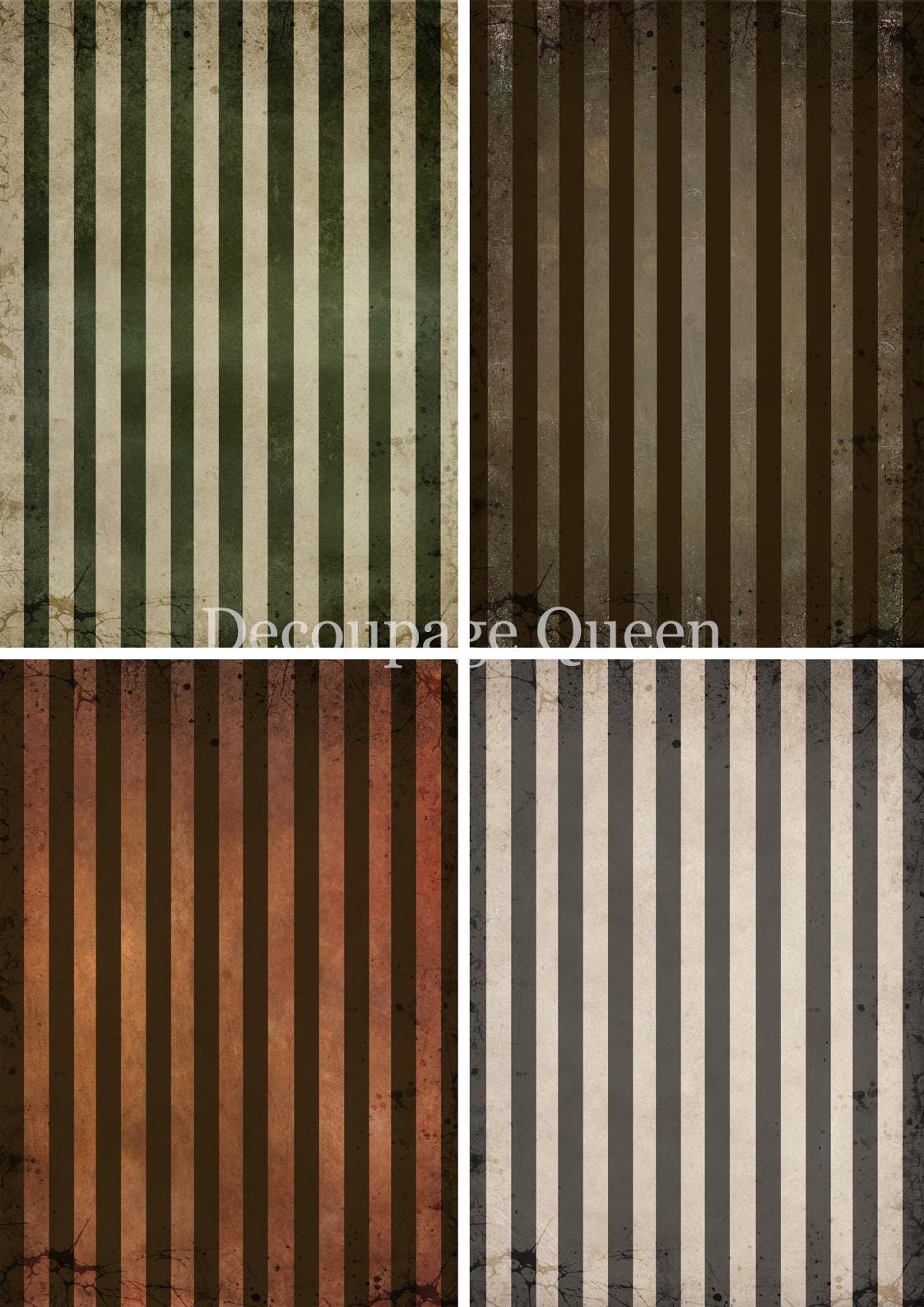 Fall Stripes Four Pack | Rice Paper Decoupage | Decoupage Queen | A4 & A3