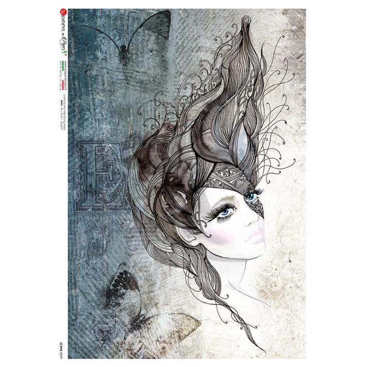 Beautiful Lady | Rice Paper Decoupage | Paper Designs Scenes 0099 | A4