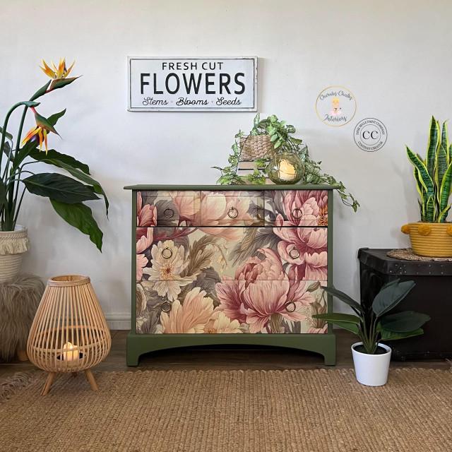 Peaceful Peonies | Rice Paper Decoupage | Dixie Belle Paint Company | Belles and Whistles | A1 | 23.39" x 33.11"