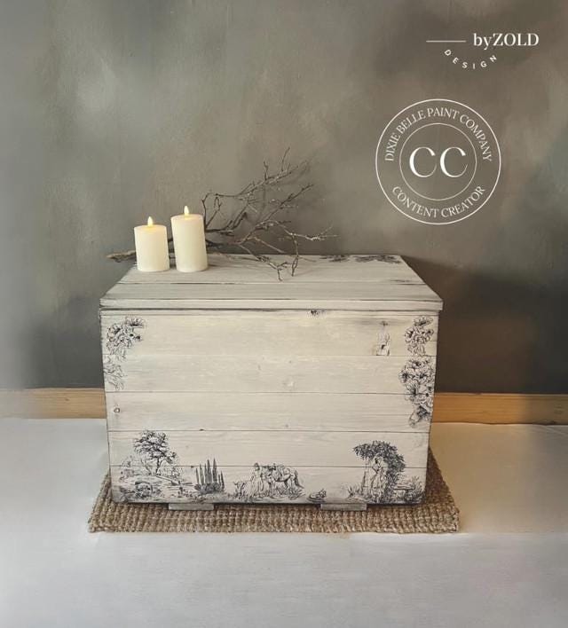 Cottage Toile | Dixie Belle Paint Company | Belles and Whistles | Rub On Transfer For Furniture | 24" x 37"
