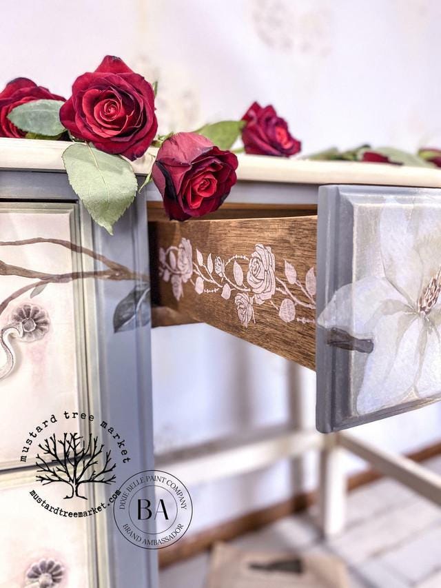 Roses Silkscreen Stencil | Dixie Belle Paint | Belles and Whistles | Mixed Media | 3 Sheets