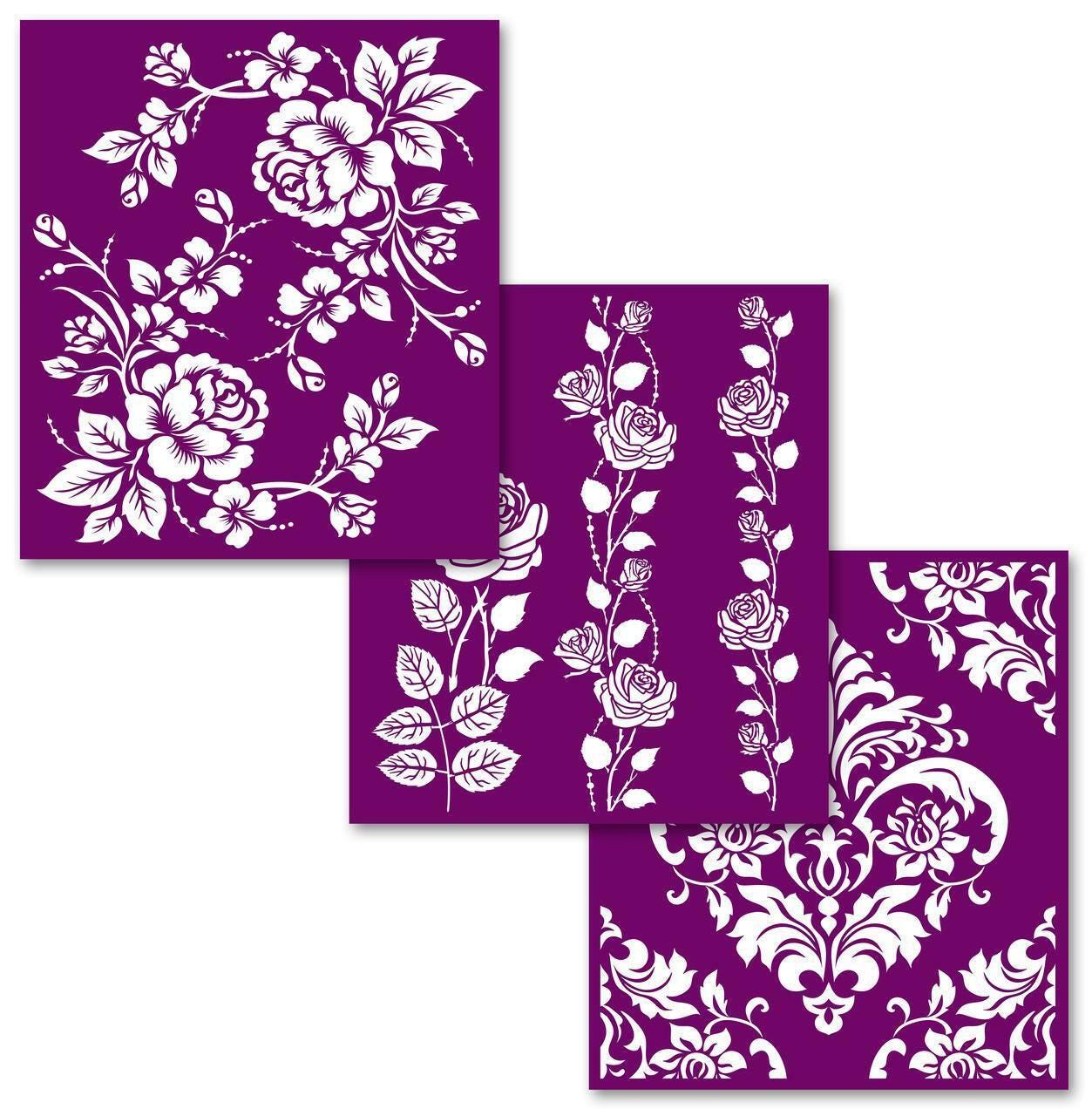 Roses Silkscreen Stencil | Dixie Belle Paint | Belles and Whistles | Mixed Media | 3 Sheets