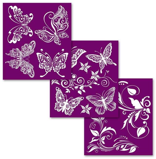 Butterflies Silkscreen Stencil | Dixie Belle Paint | Belles and Whistles | Mixed Media | 3 Sheets