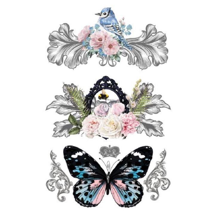 Fleurs Et Vie | Rub On Furniture Transfers | Hokus Pokus | Furniture Decals | 35 x 23