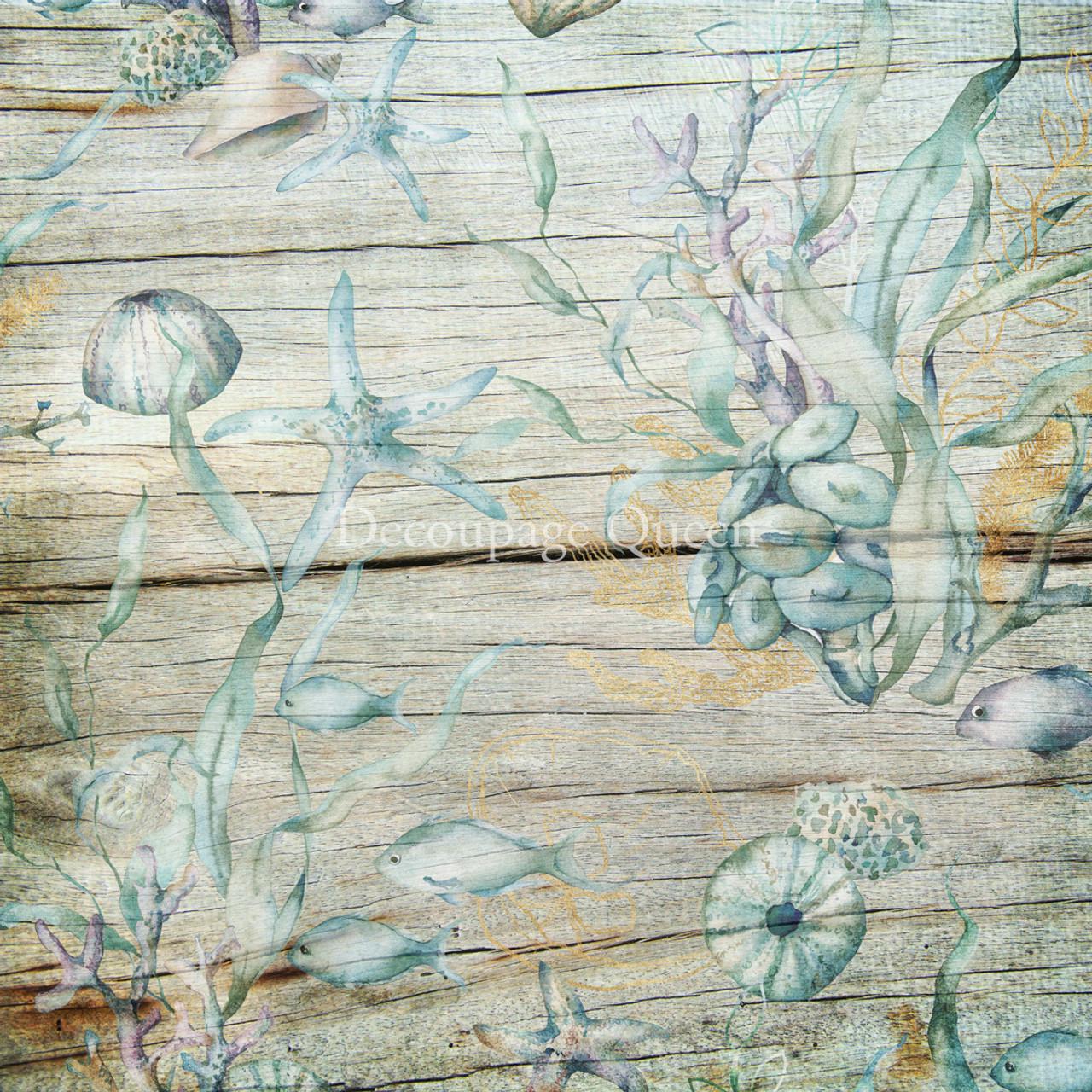Seaside Greeting Scrapbook Set | Decoupage Queen | Scrapbook Paper | 12 x 12 Paper Pack | 12 Pages, 24 Designs | Mixed Media